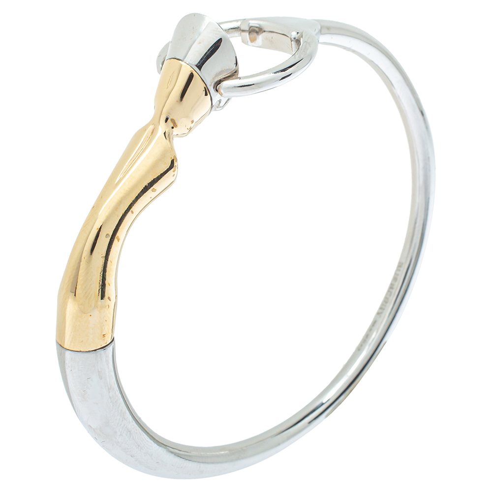 

Burberry Two Tone Plated Hoof & Hoop Bangle Bracelet, Silver