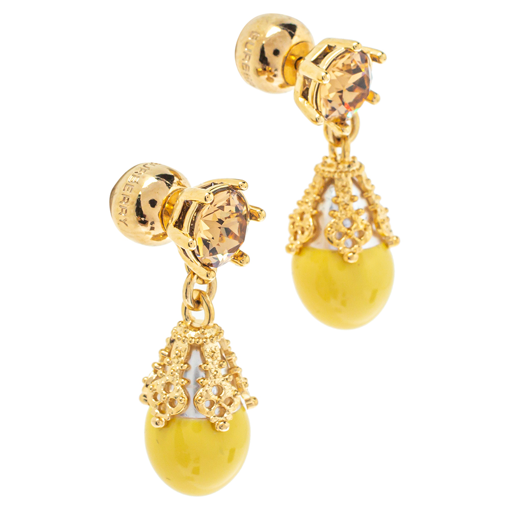 

Burberry Gold Plated Faux Pearl Teardrop Earrings, Yellow