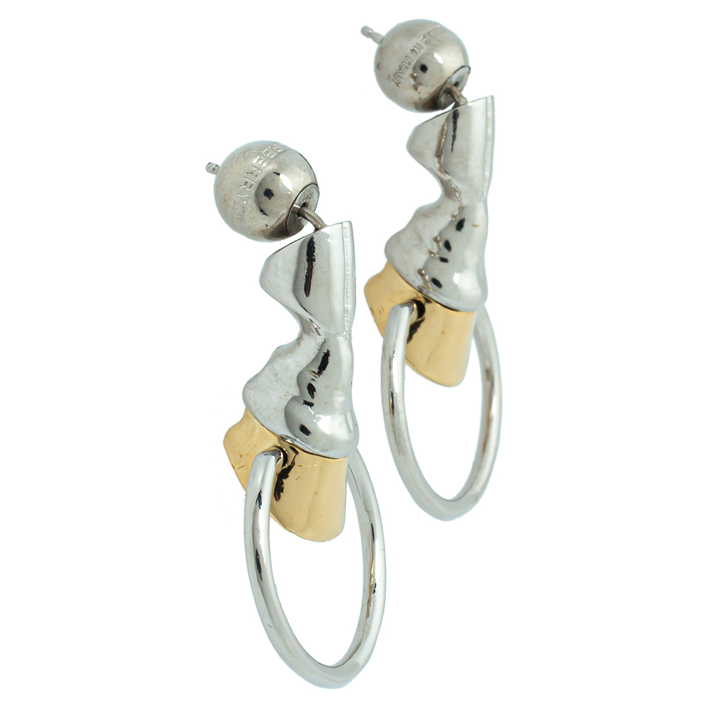 

Burberry Palladium and Gold Plated Hoof Hoop Earrings, Silver
