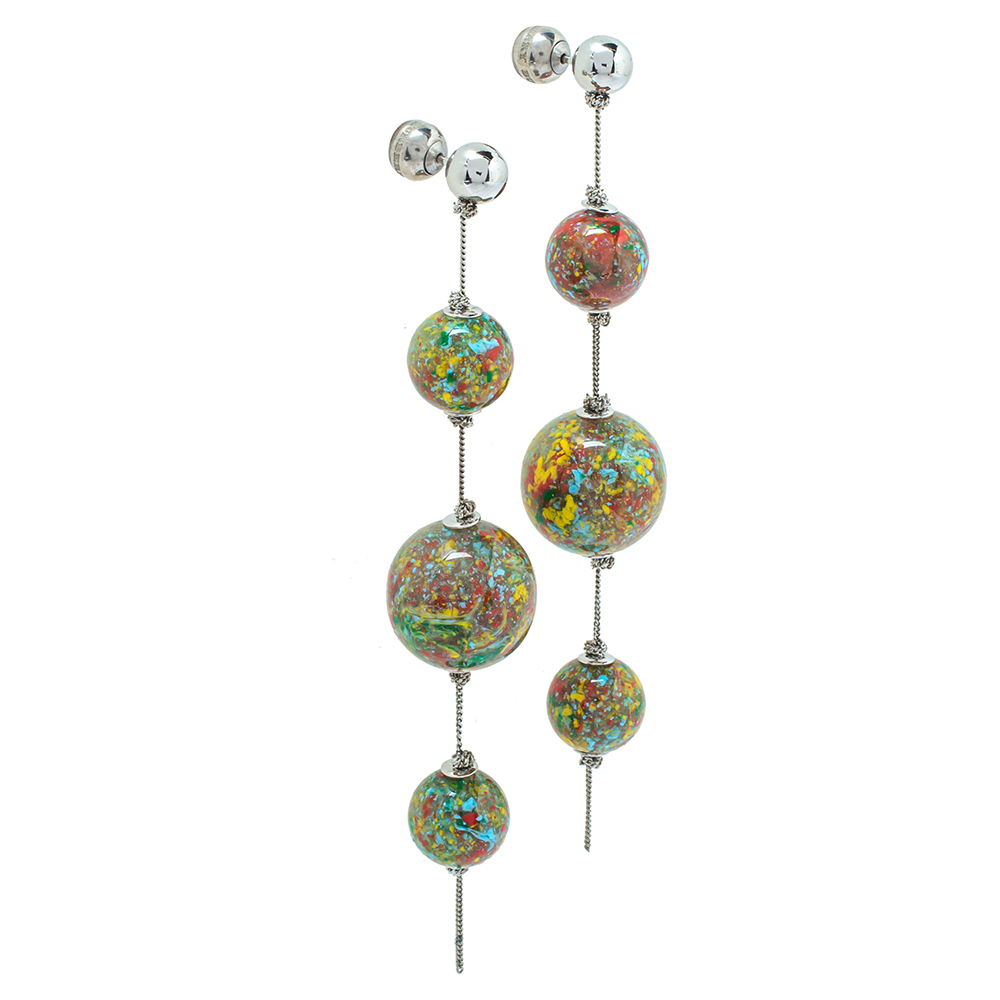 

Burberry Palladium Plated Marbled Resin Ball Charm Graduated Earrings, Multicolor