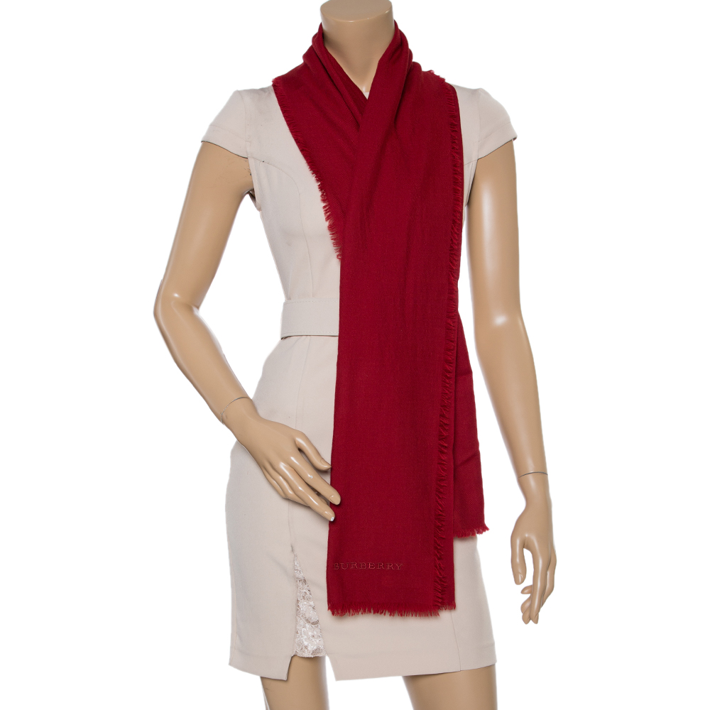 

Burberry Red Lightweight Cashmere Scarf