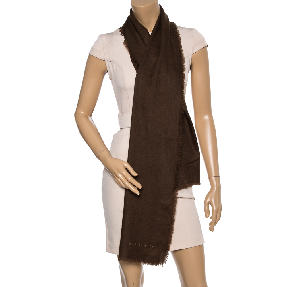 

Burberry Brown Lightweight Cashmere Scarf