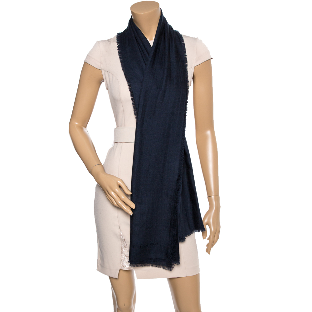 

Burberry Navy Blue Lightweight Cashmere Scarf