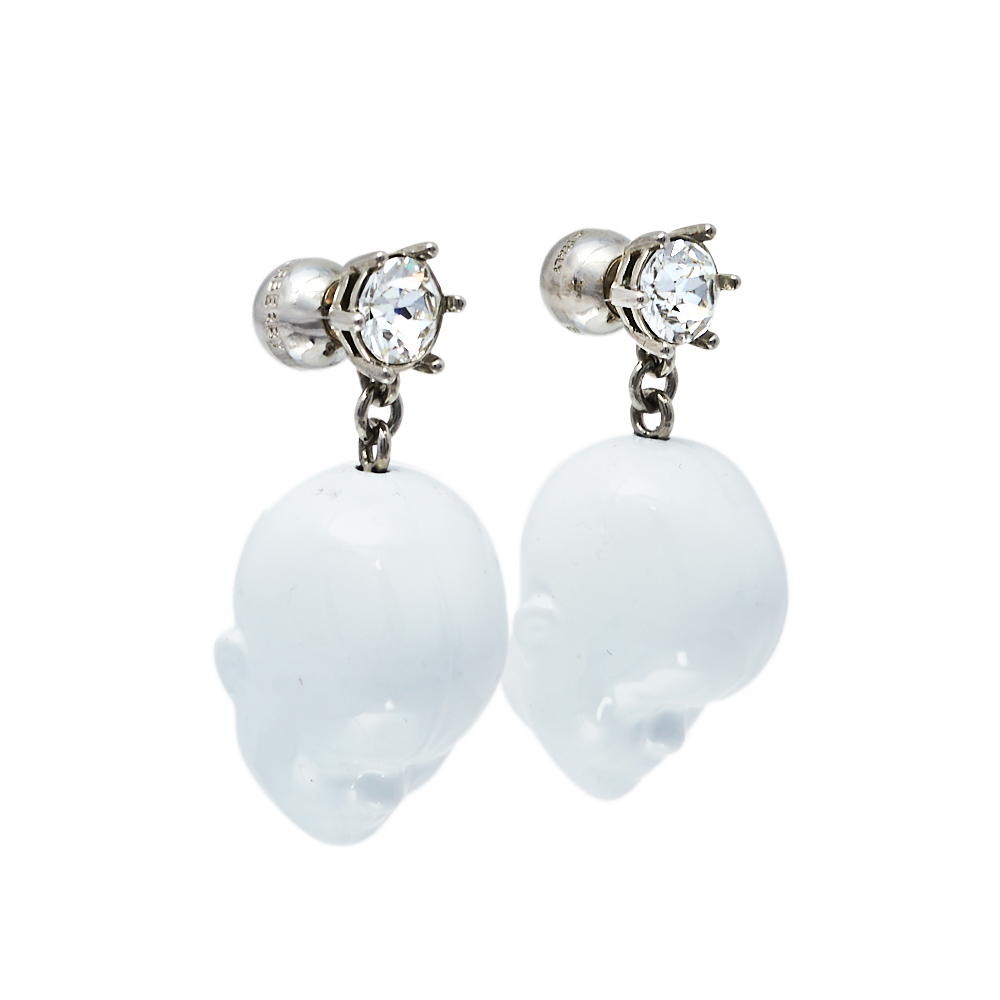 

Burberry White Resin Palladium Plated Doll Head Drop Earrings