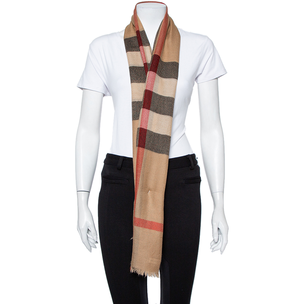 

Burberry Beige Nova Check Cashmere Scarf