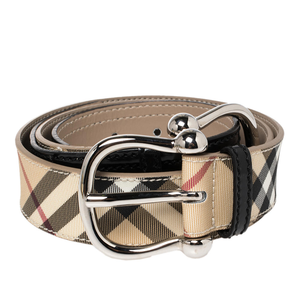 

Burberry Beige/Black Supernova Coated Canvas and Leather Waist Belt