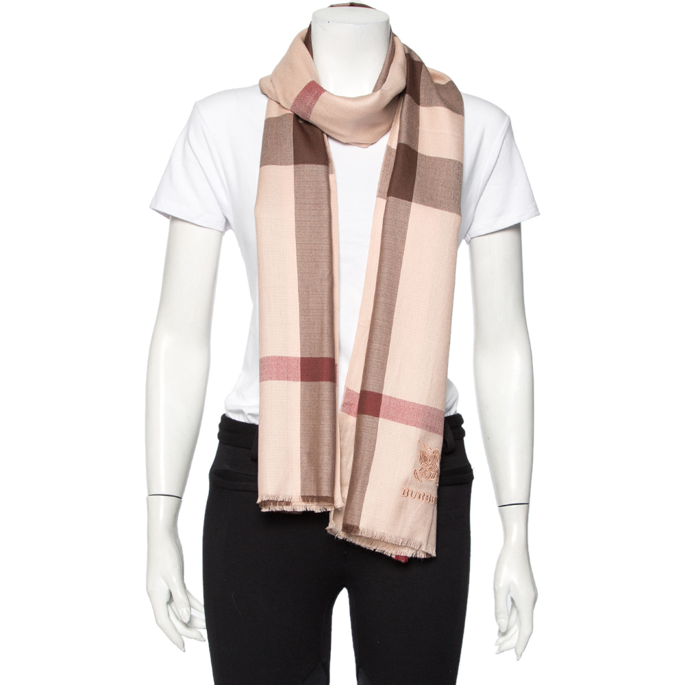 

Burberry Pink Checkered Wool & Silk Shawl