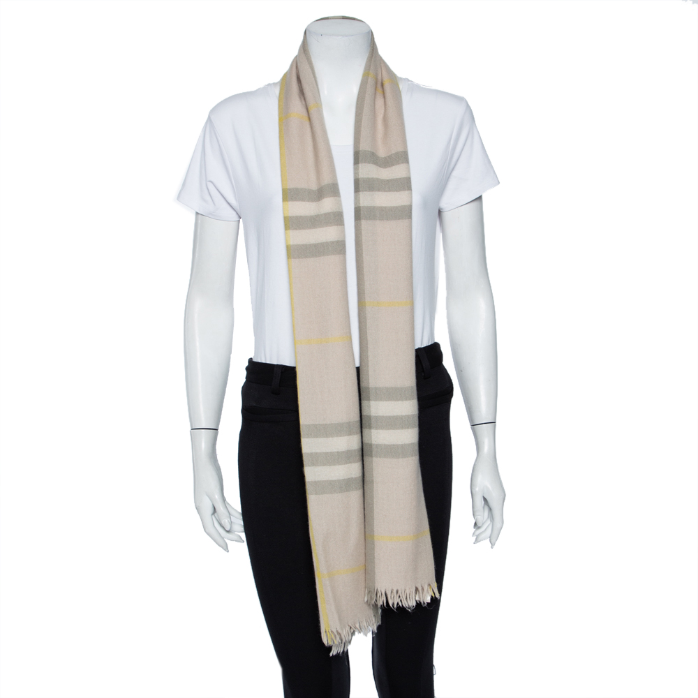 

Burberry Beige Checkered Wool & Cashmere Stole