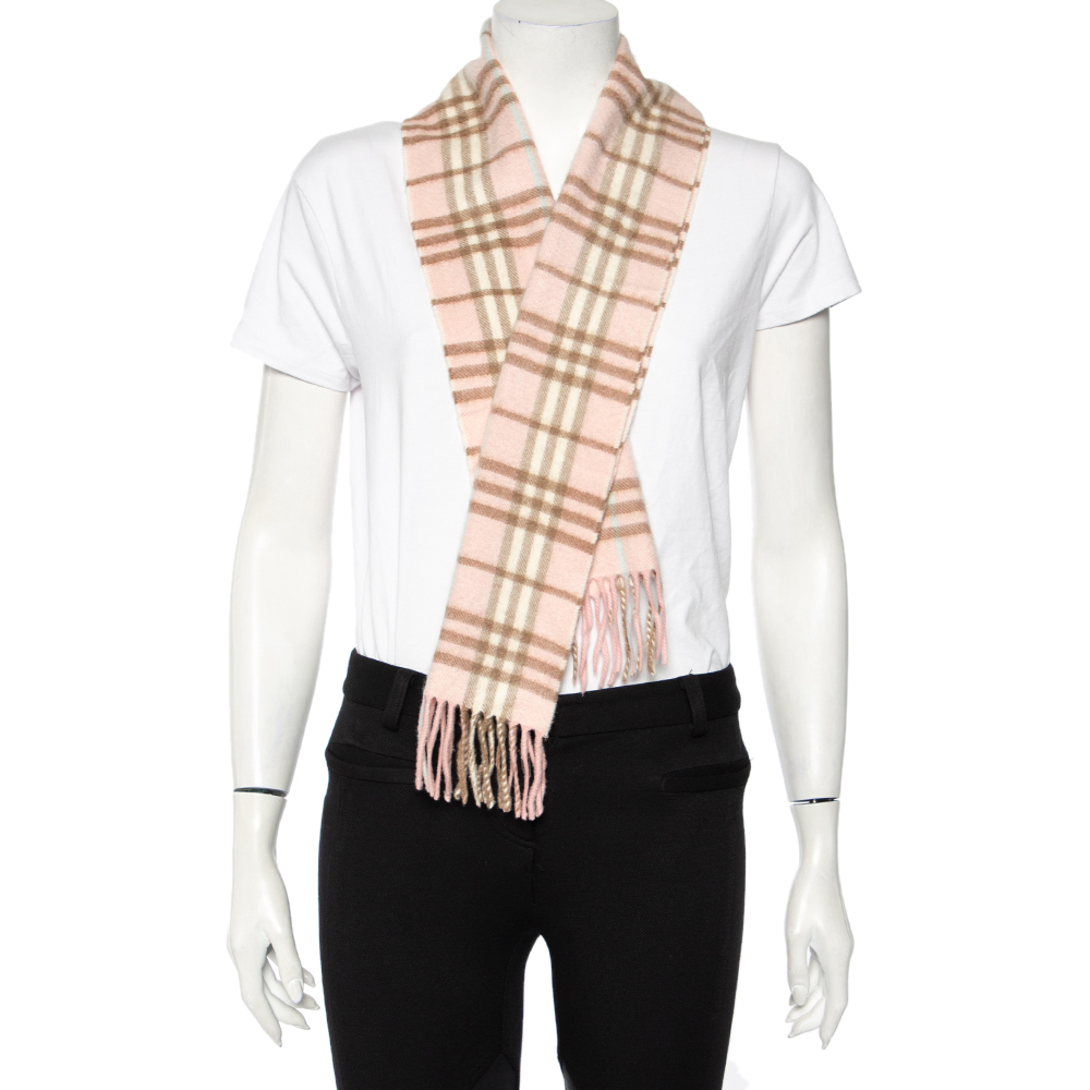 

Burberry Pink Check Cashmere Muffler