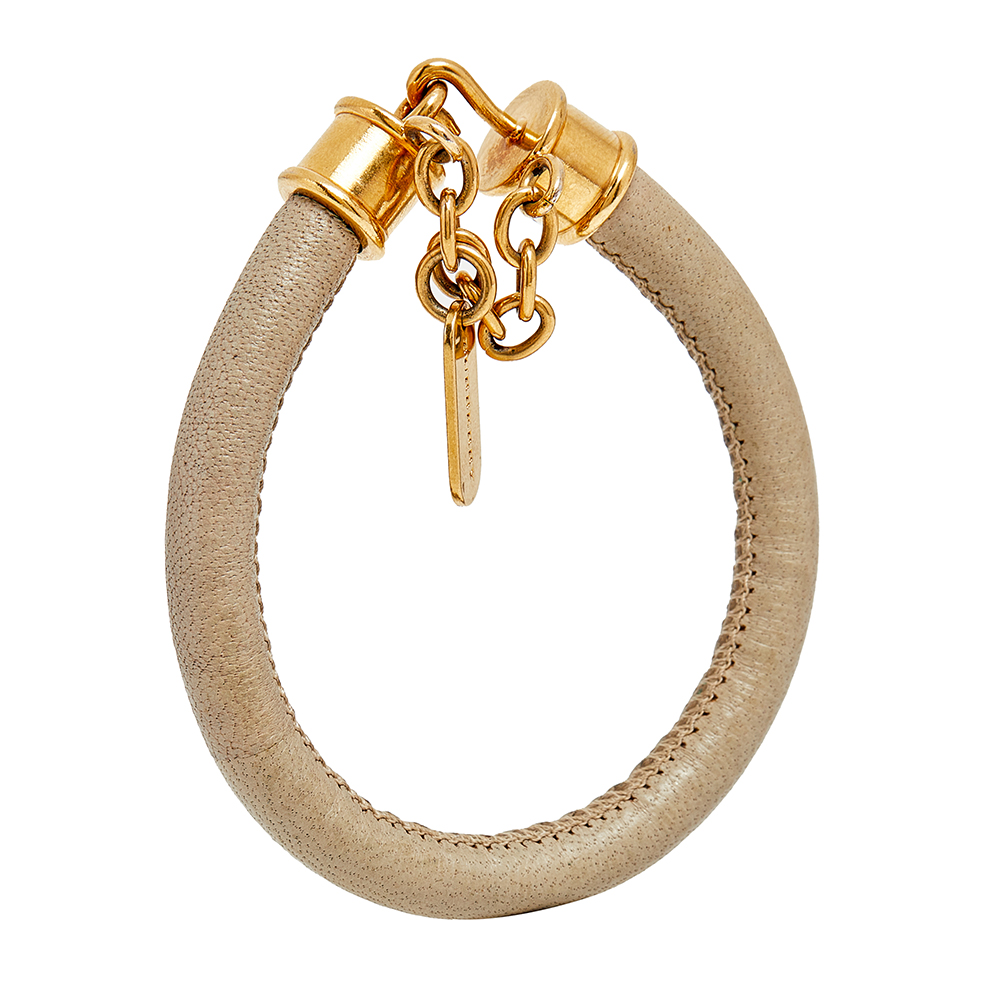 

Burberry Gold Tone Beige Leather Bracelet