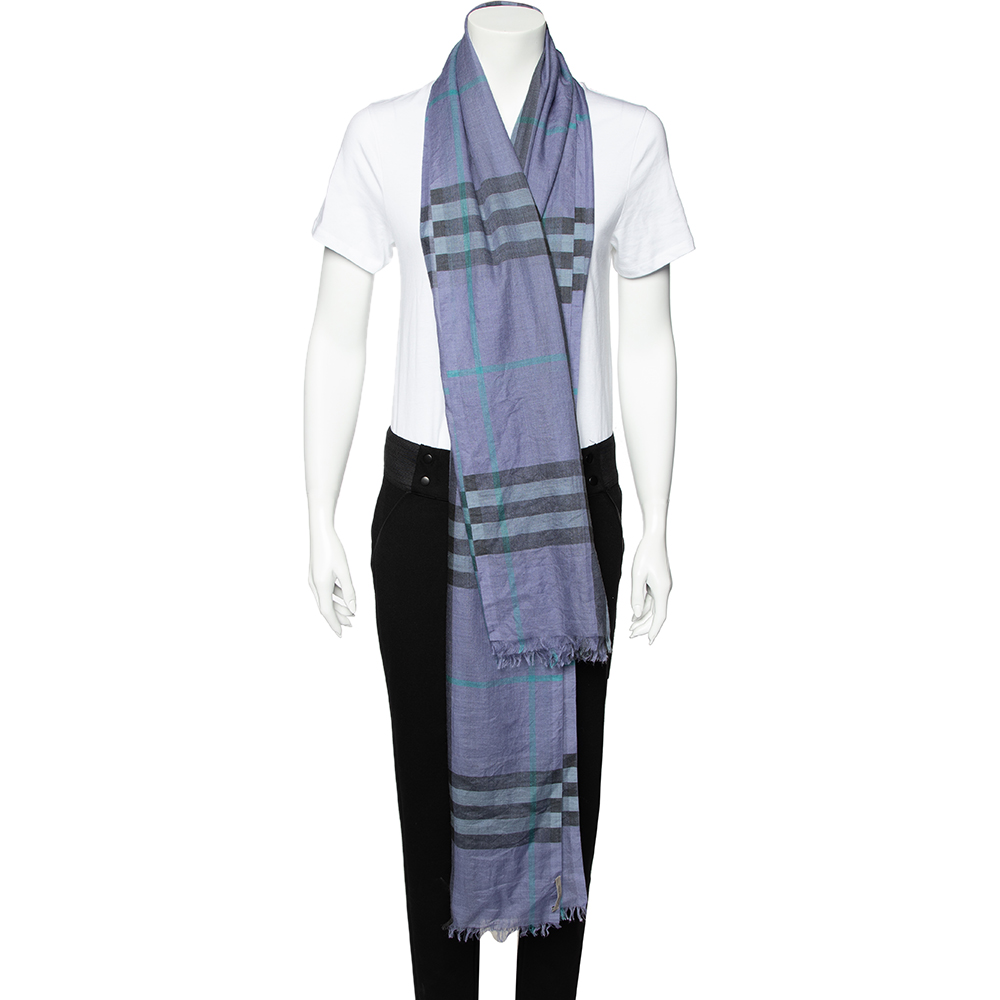 

Burberry Pale Purple Giant Check Modal Blend Scarf