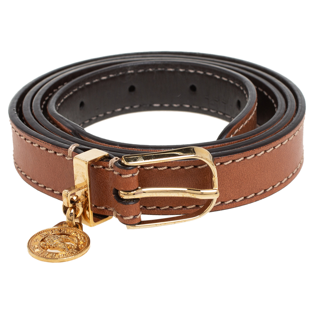 

Burberry Tan Leather Charm Slim Belt