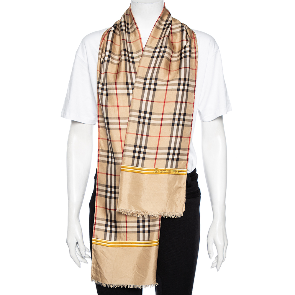 

Burberry Vintage Beige Novacheck Silk Scarf