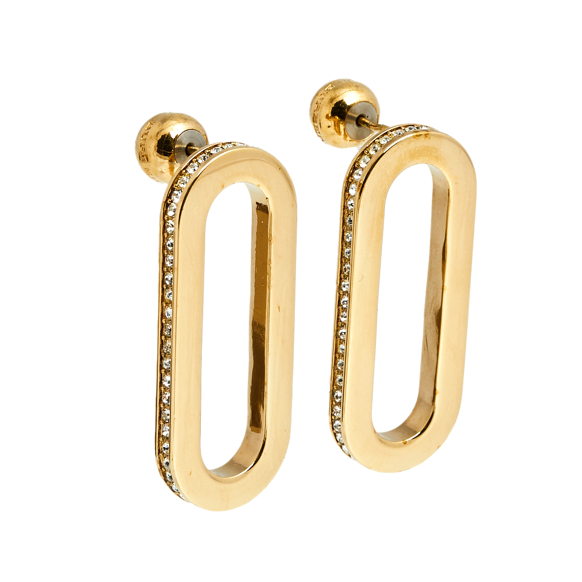 

Burberry Gold Tone Single Chain Motif Link Earrings