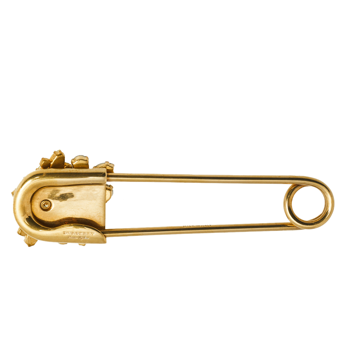 

Burberry Gold Tone Crystal Daisy Kilt Pin Brooch