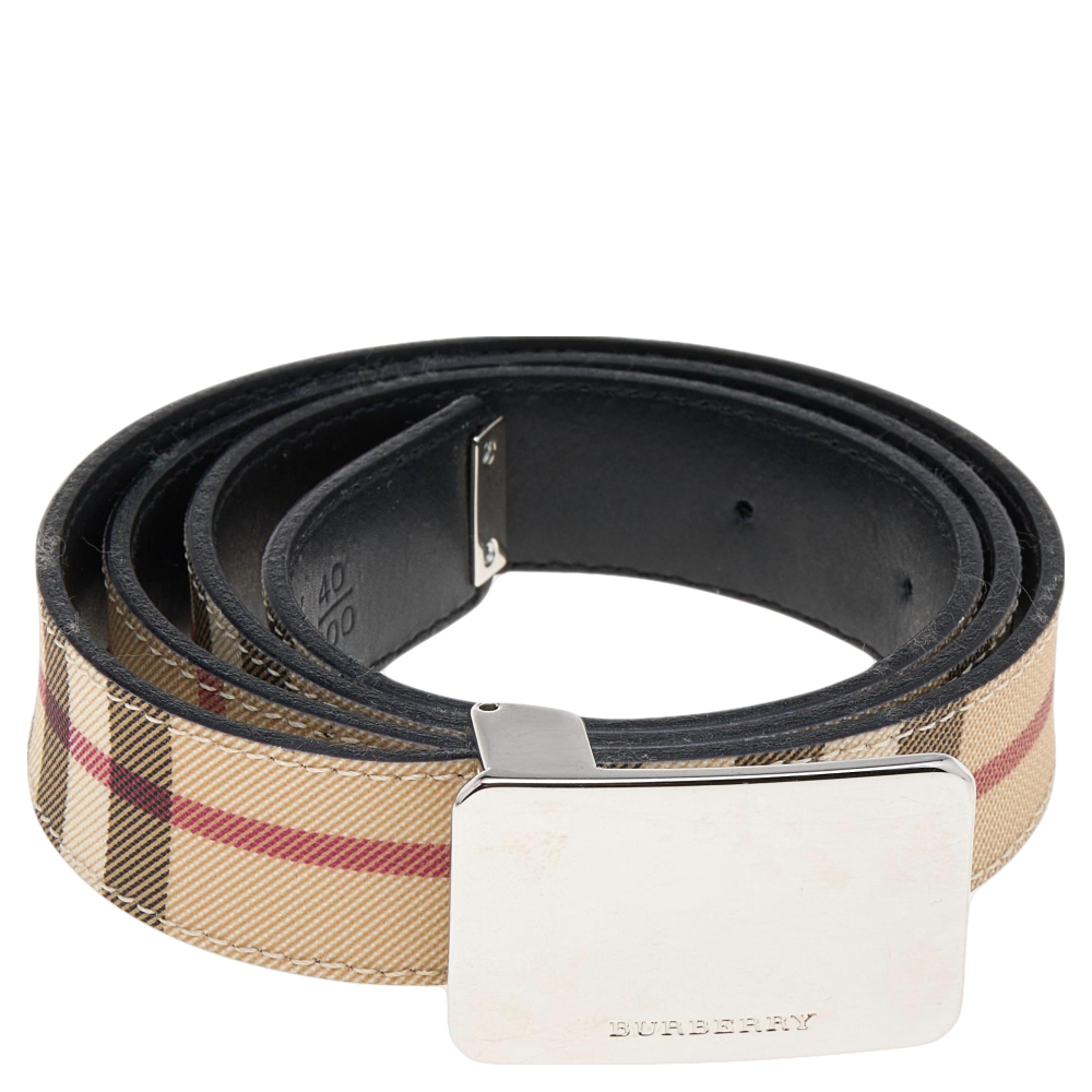 

Burberry Beige Nova Check Coated Canvas Buckle Belt