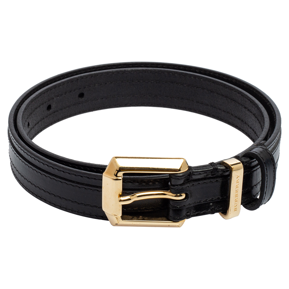 

Burberry Black Leather Buckle Belt