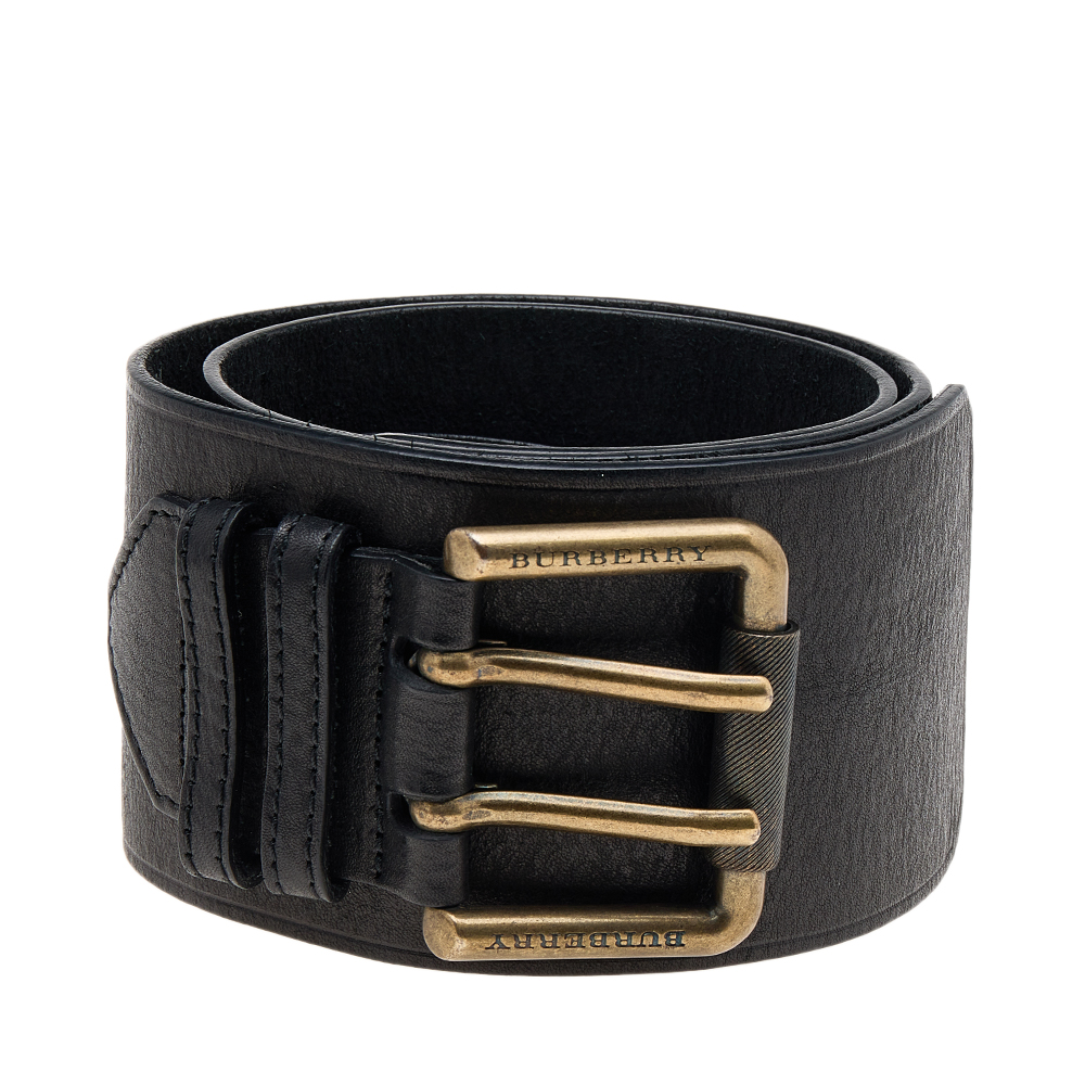 

Burberry Black Leather Wide Waist Belt