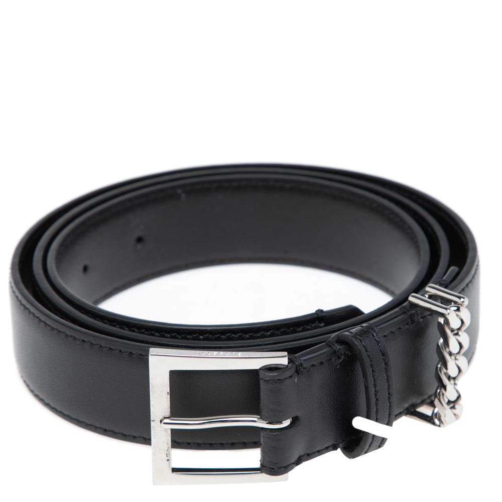 

Burberry Black Leather Grace Buckle Belt