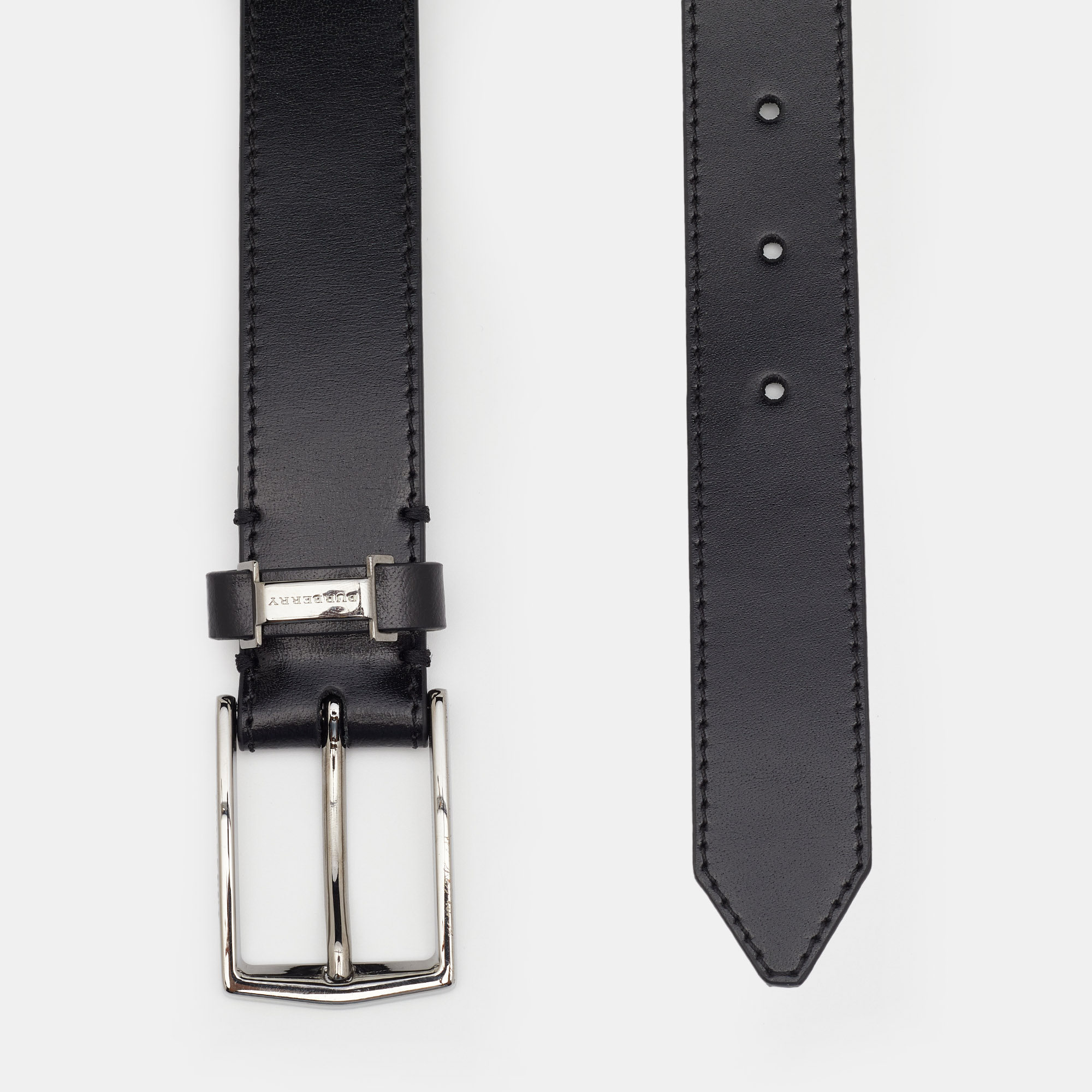 

Burberry Black Leather Buckle Belt