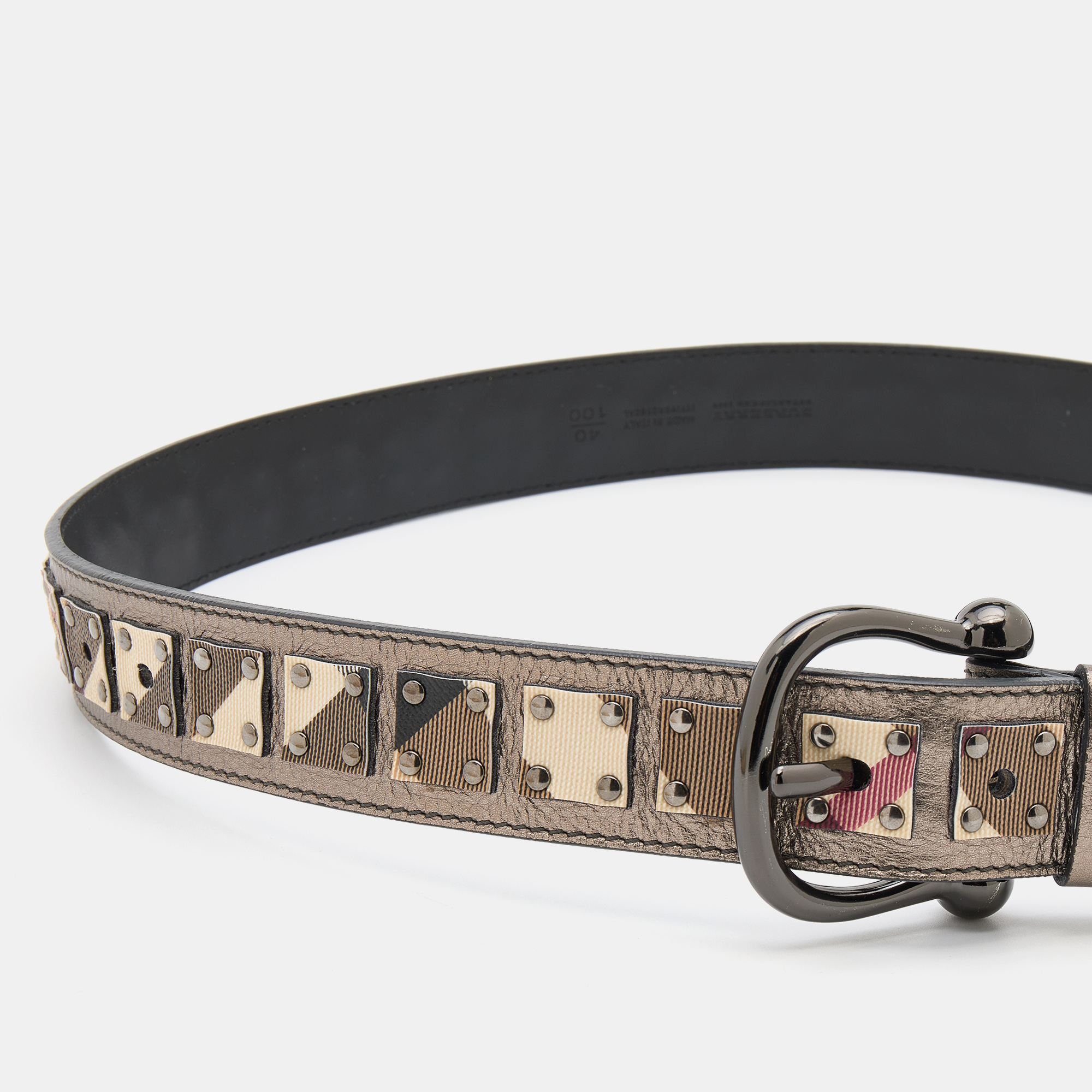 

Burberry Multicolor Leather and Nova Check Coated Canvas Buckle Belt