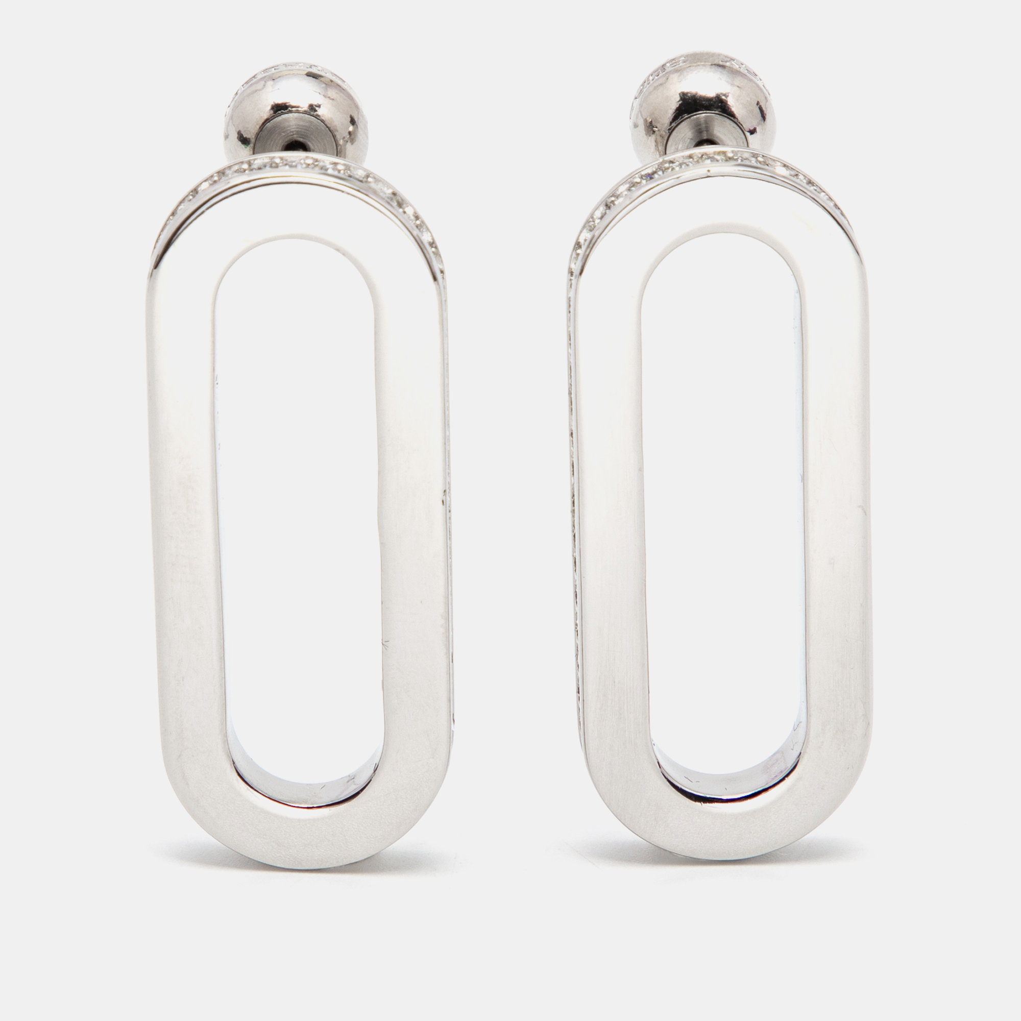 Burberry Chain Link Crystals Silver Tone Earrings