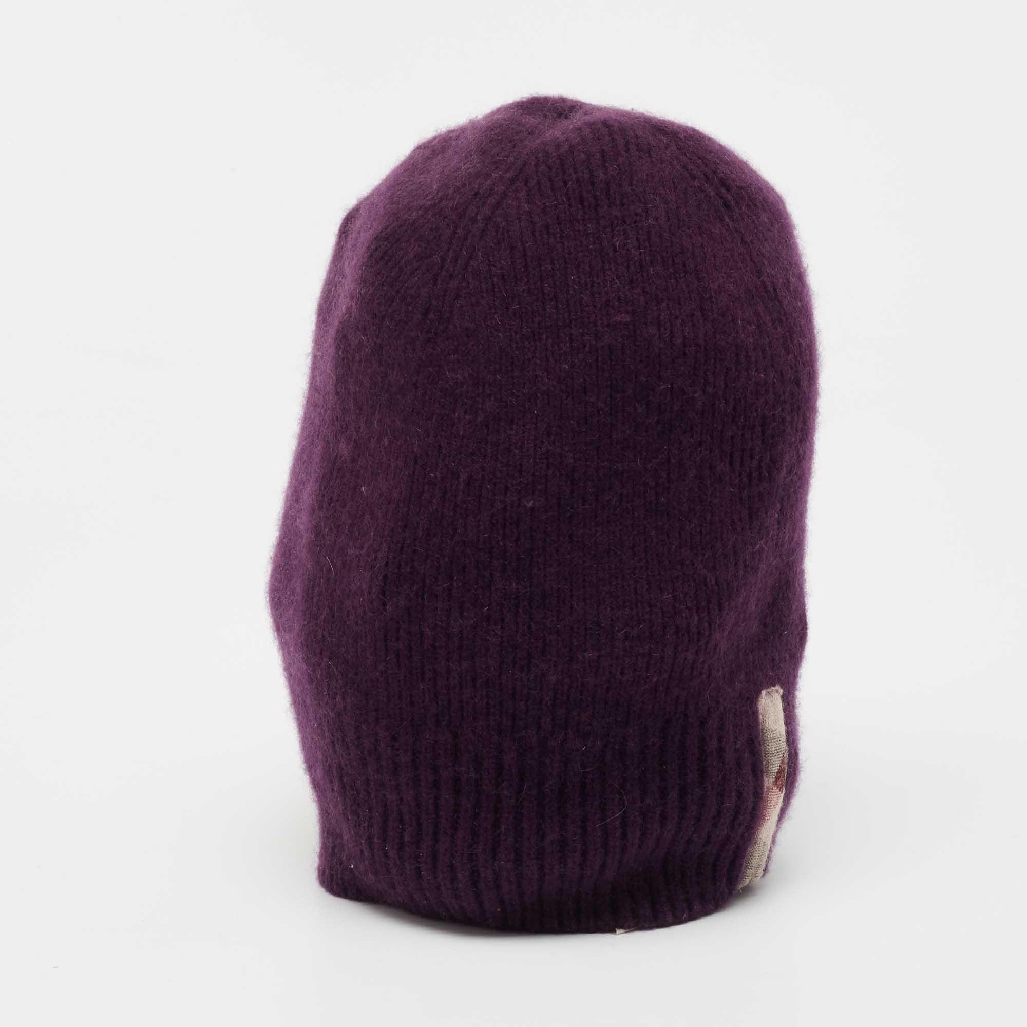 Pre-owned Burberry Purple Knit Cashmere Beanie