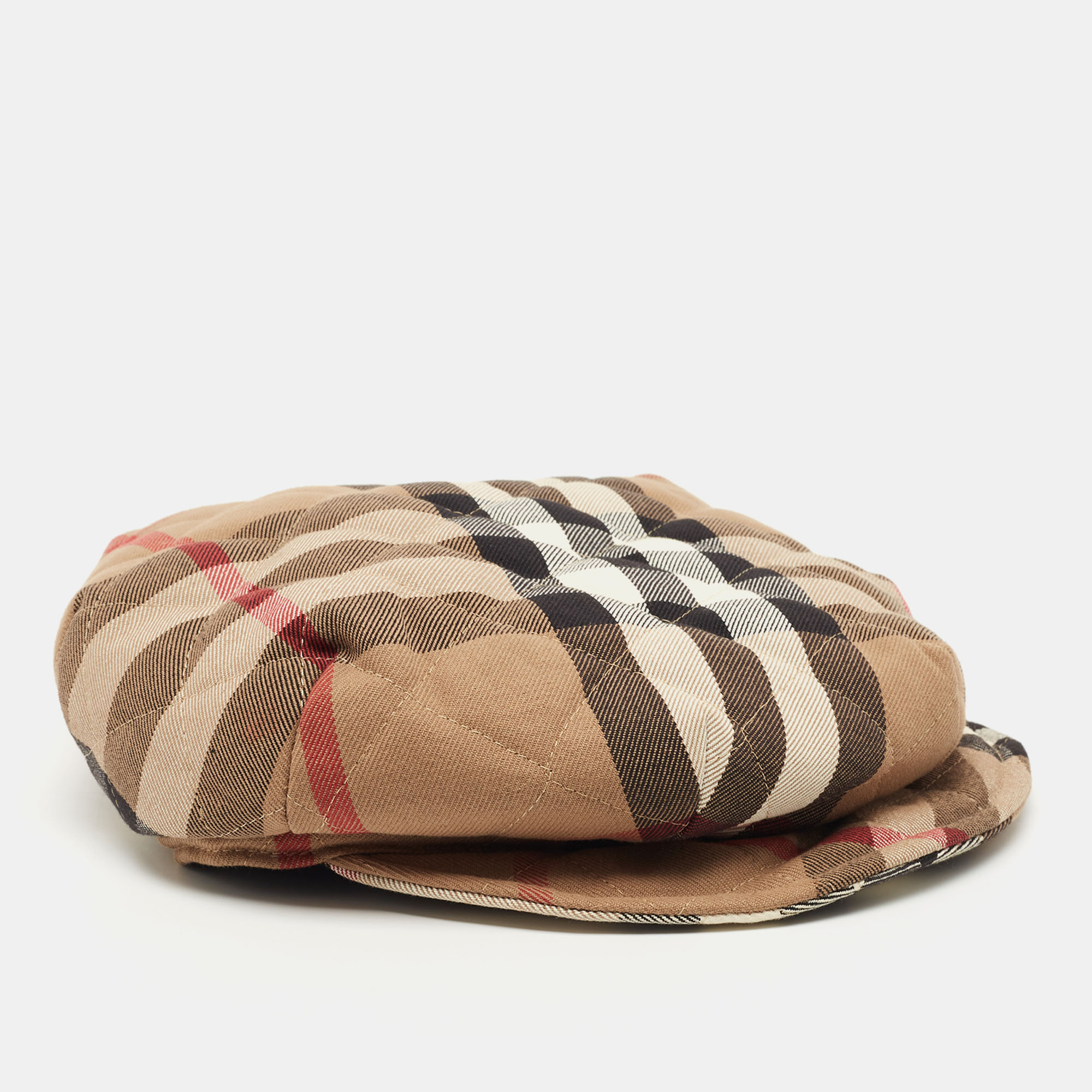 

Burberry Beige Quilted Nova Check Newsboy Hat