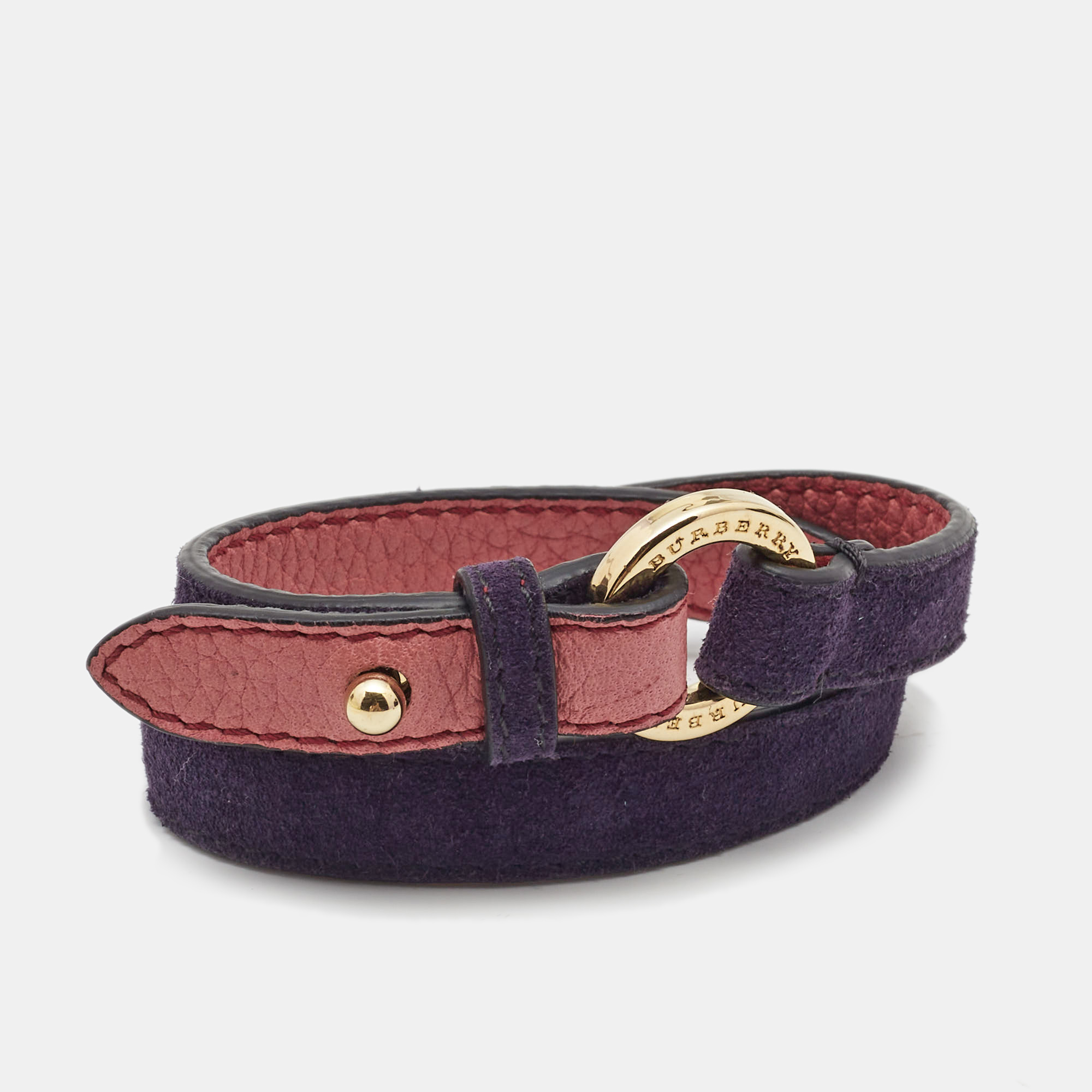 

Burberry Navy Blue Suede Leather Gold Tone Bracelet