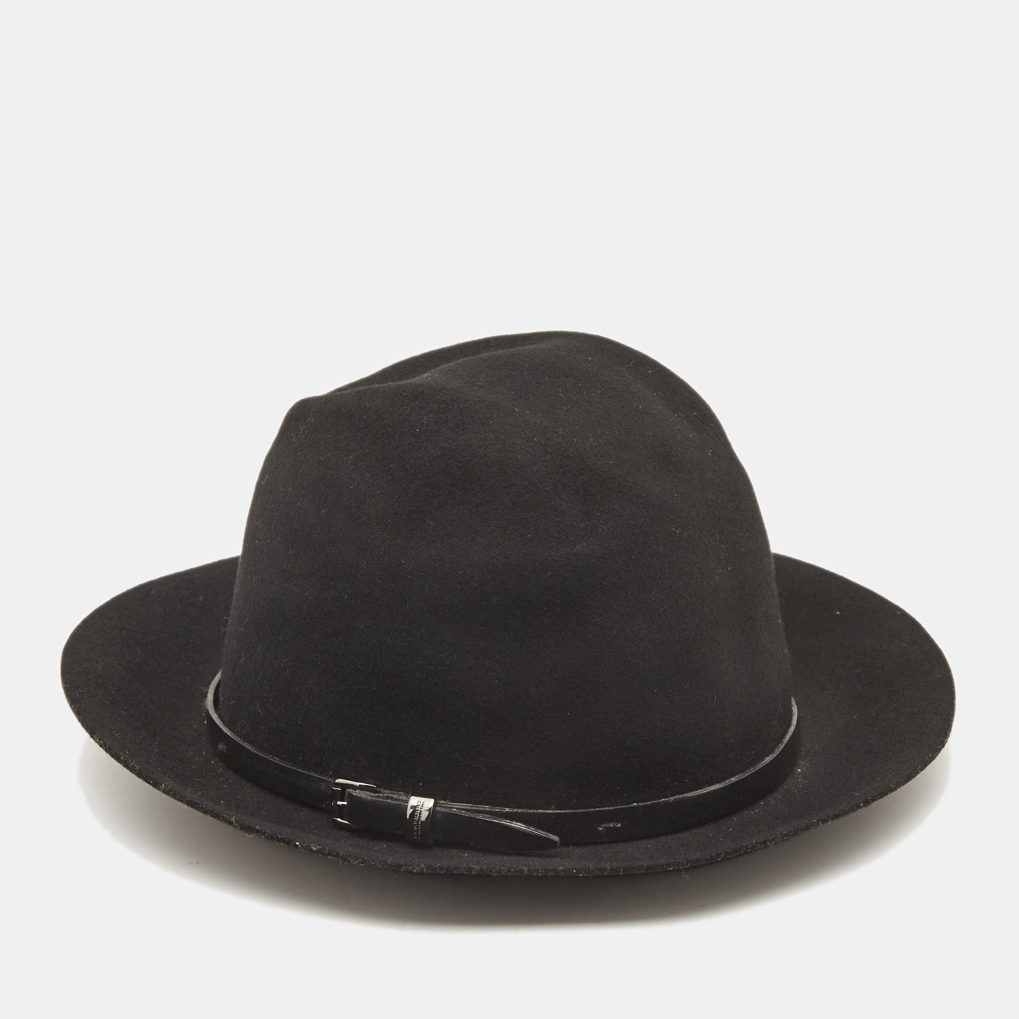 Pre-owned Burberry Black Wool Fedora Hat M