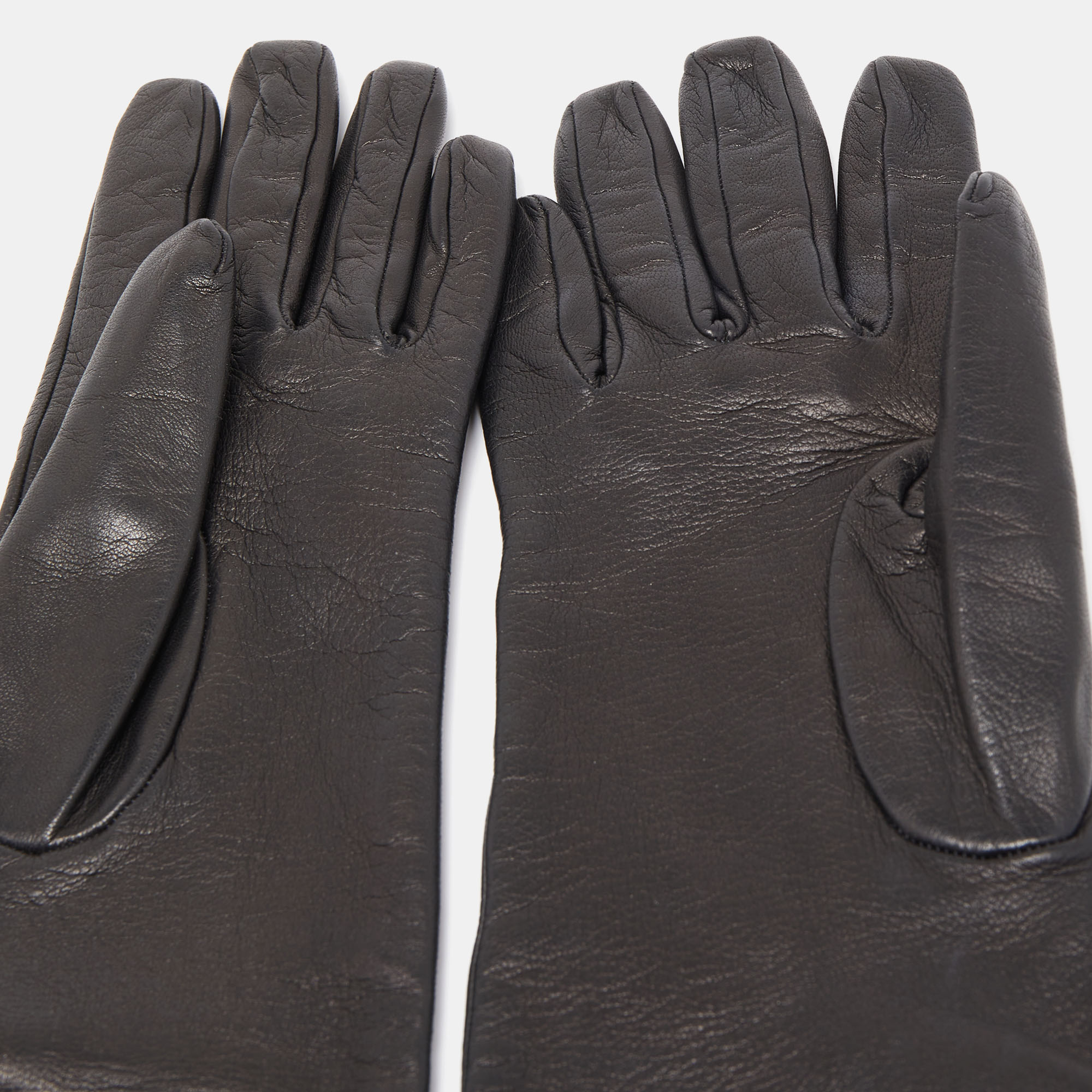 

Burberry Black Leather Long Gloves