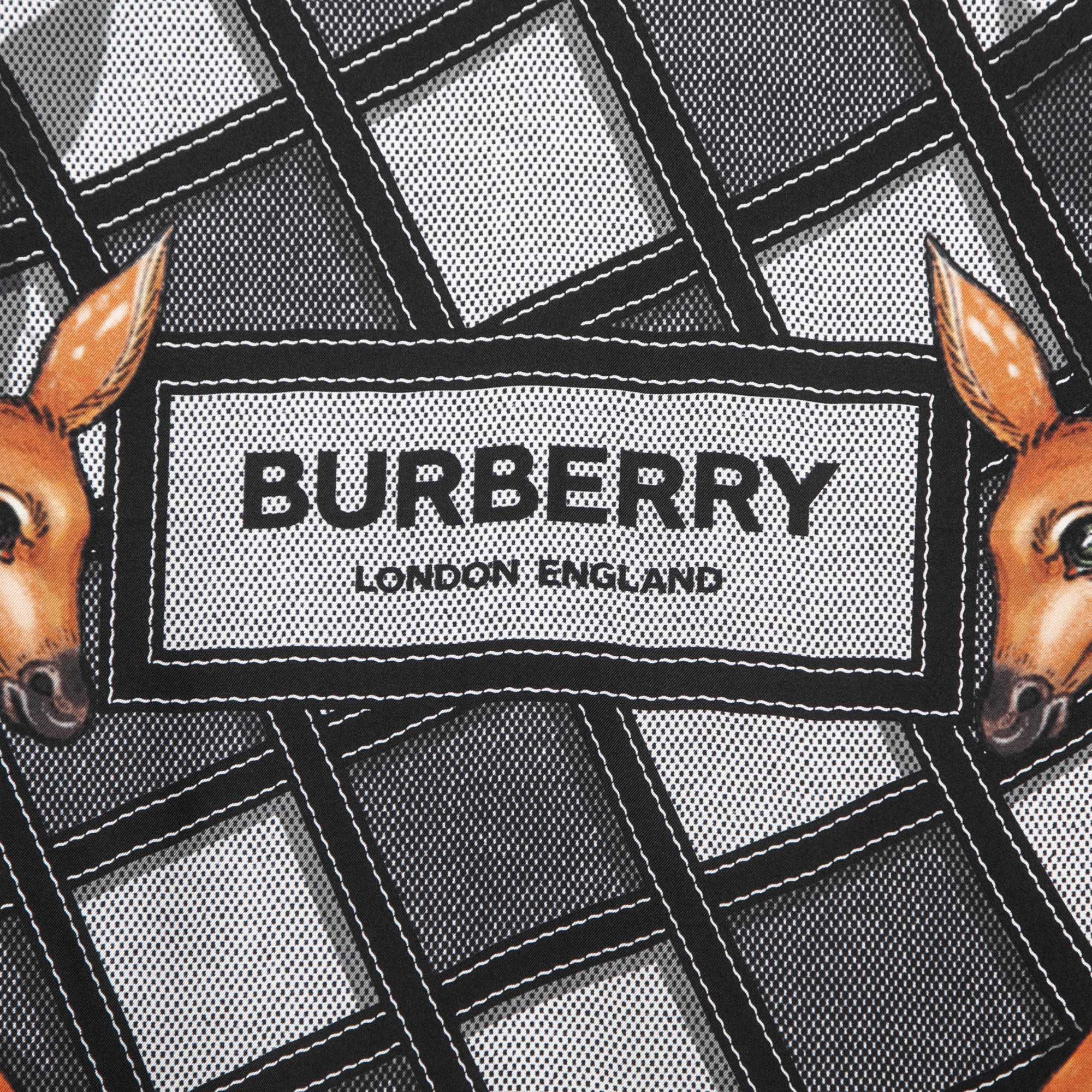 

Burberry Black Deer Print Silk Scarf