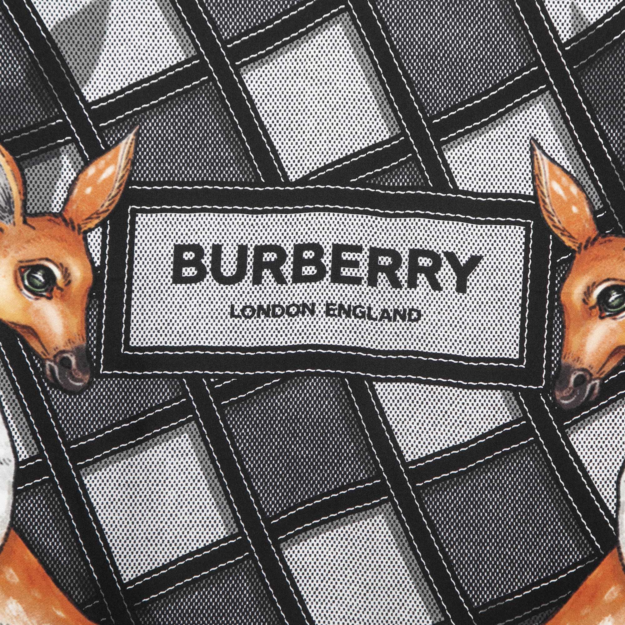 

Burberry Black Deer Print Silk Scarf