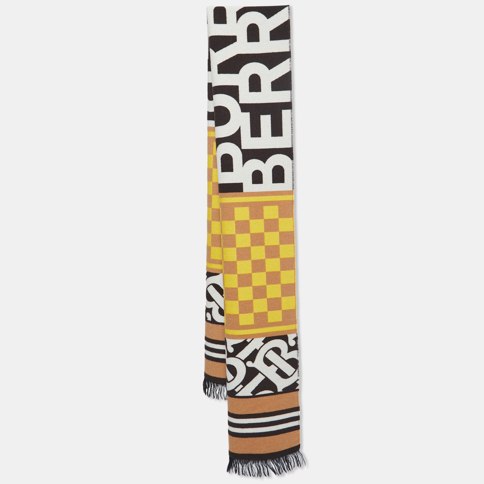 

Burberry Multicolor Checkboard Football Patterned Cashmere Scarf