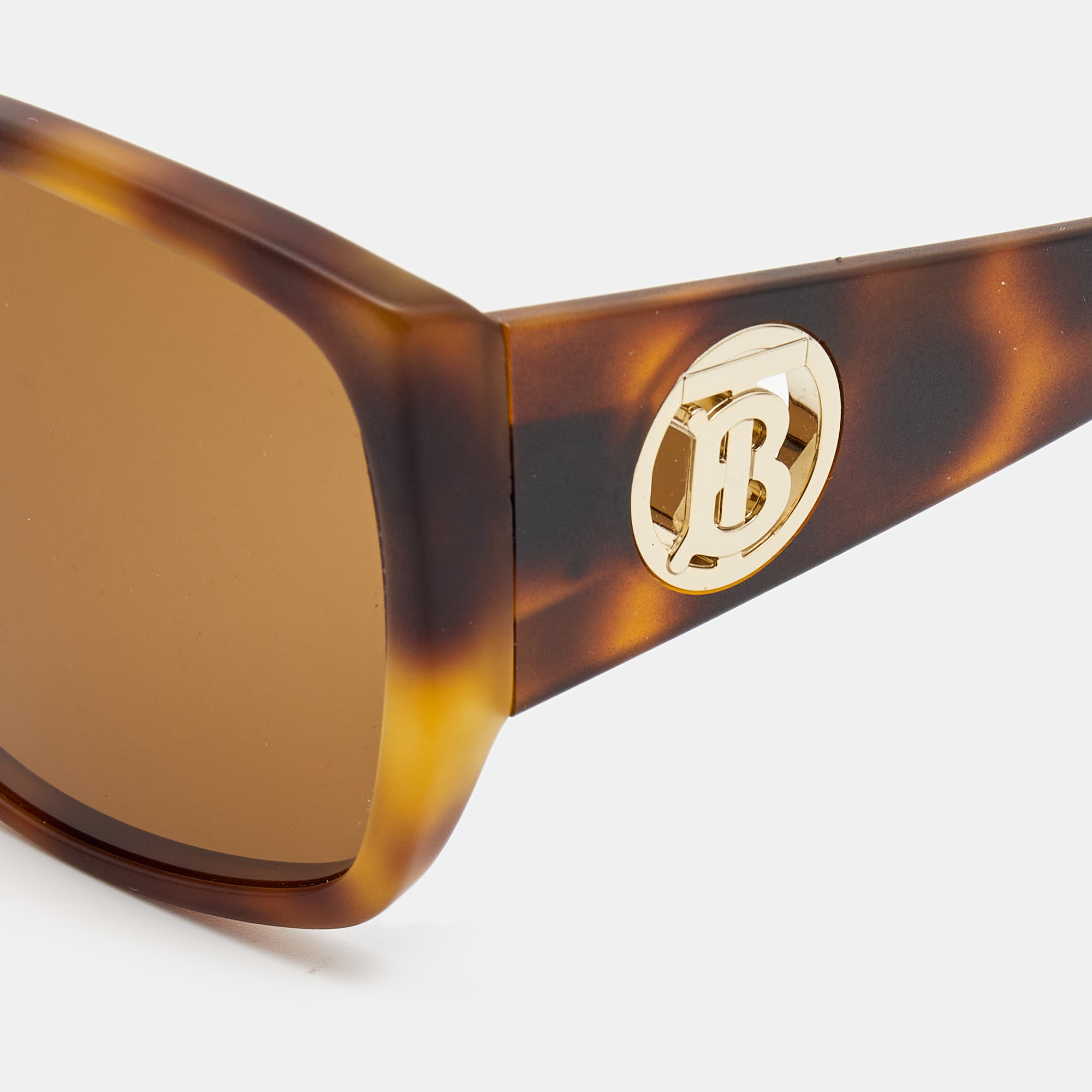 

Burberry Matte Brown Tortoise TB Logo Oversized Sunglasses