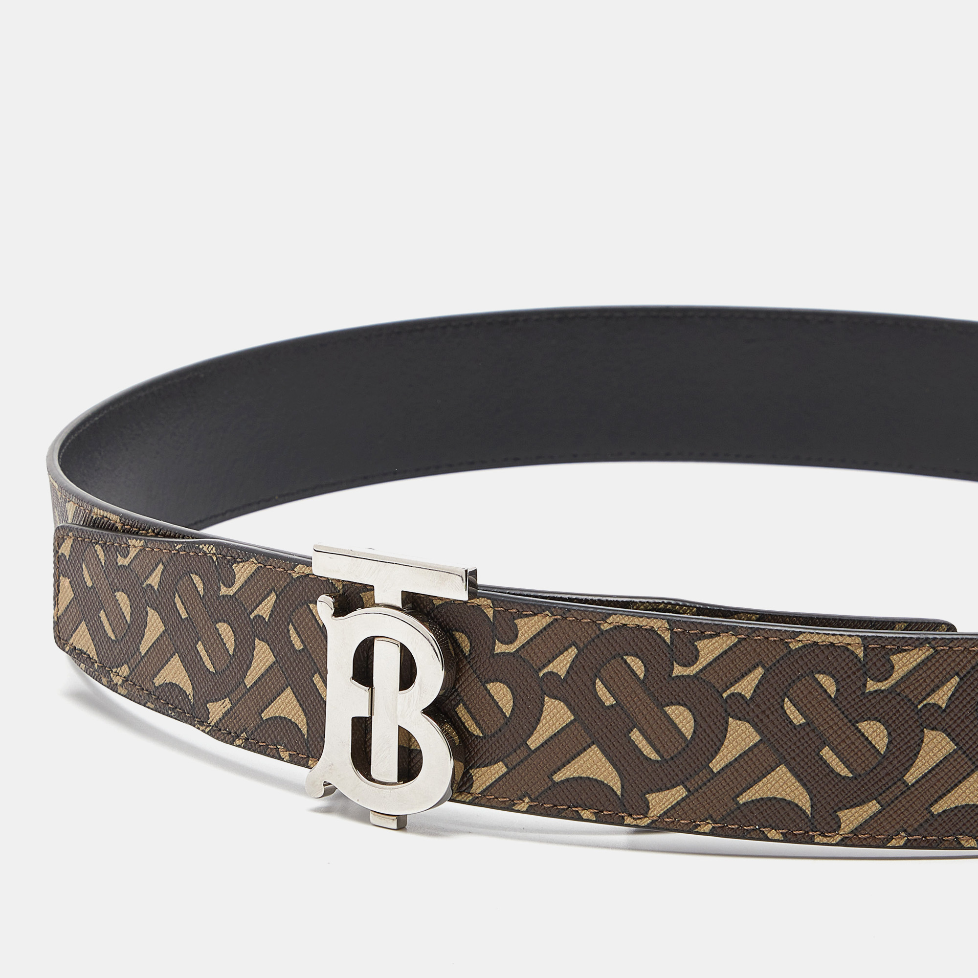 

Burberry Brown Bridle Monogram Coated Canvas TB Buckle Belt