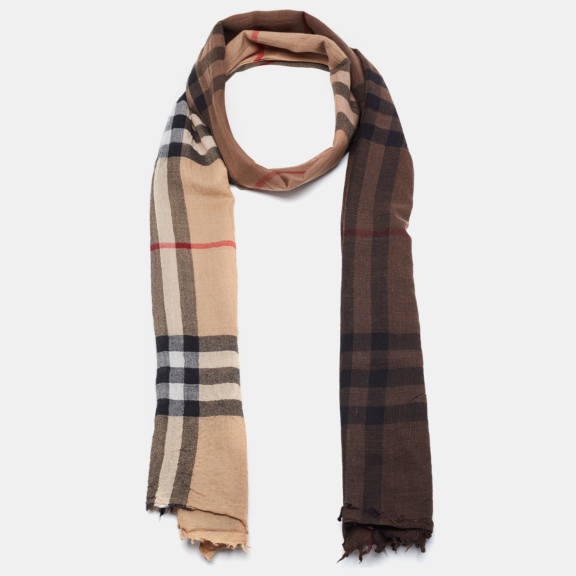 

Burberry Beige Giant Check Ombre Wool & Silk Stole
