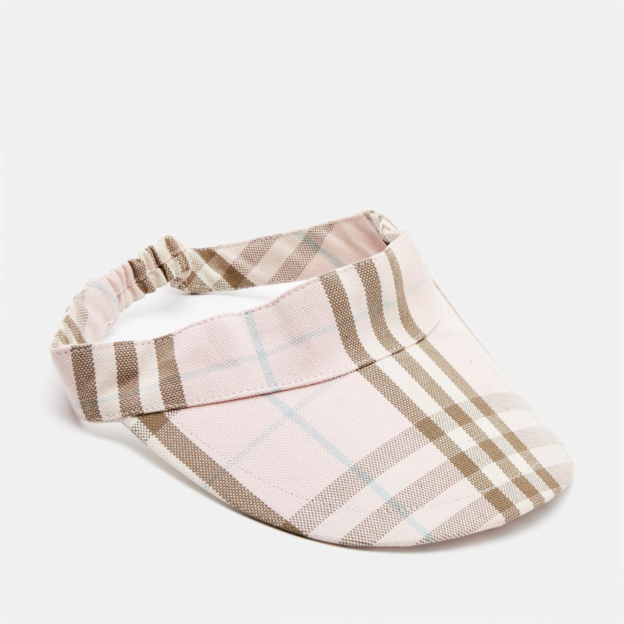 Burberry Pink Nova Check Print Cotton Visor One Size