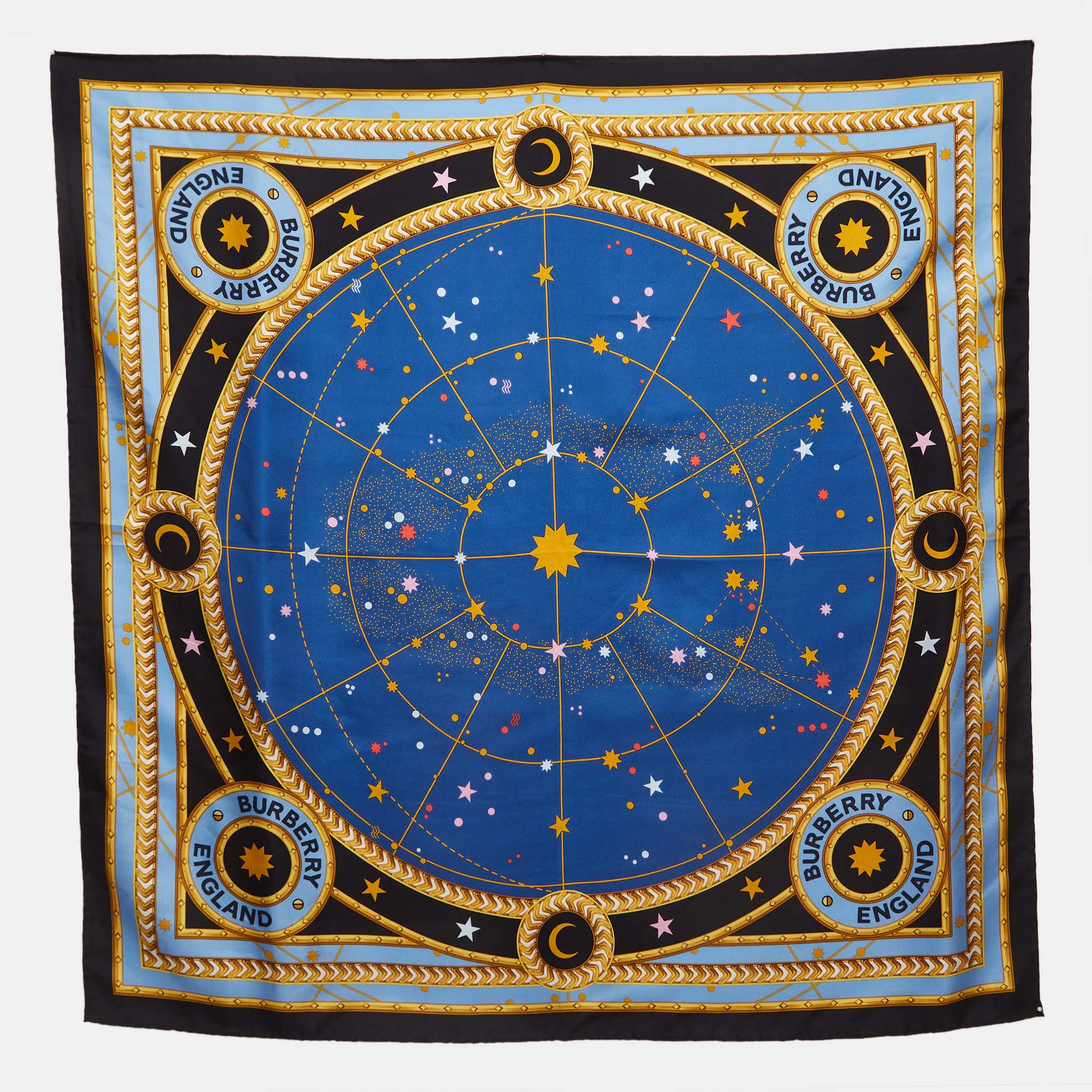 

Burberry Blue Astrological Print Silk Square Scarf