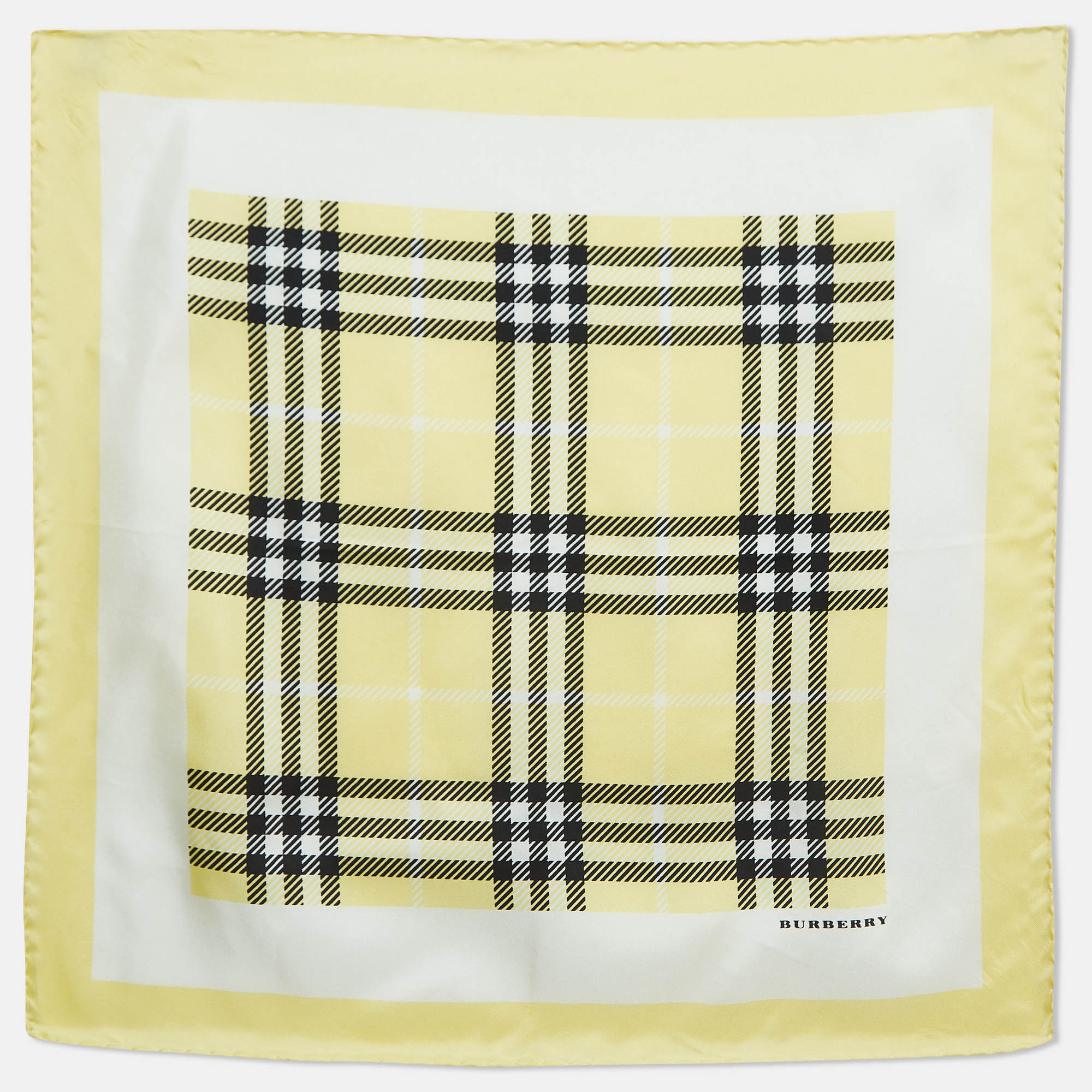 

Burberry Yellow Checked Silk Square Scarf