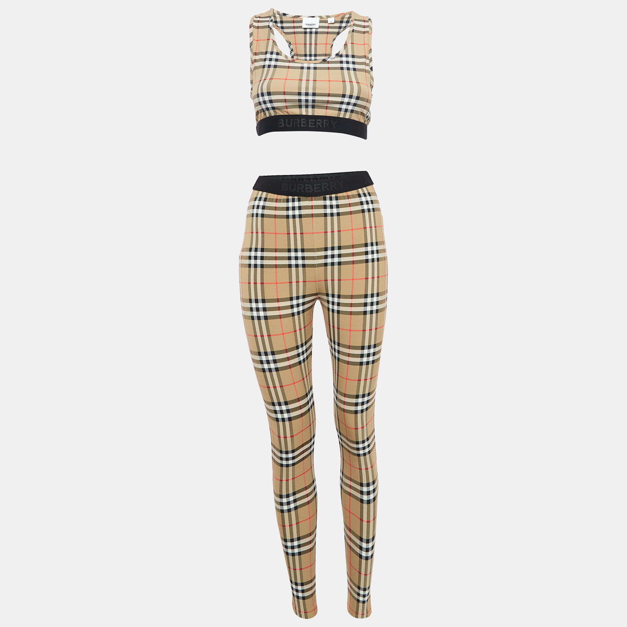 

Burberry Brown Checked Jersey Leggings Set S/M