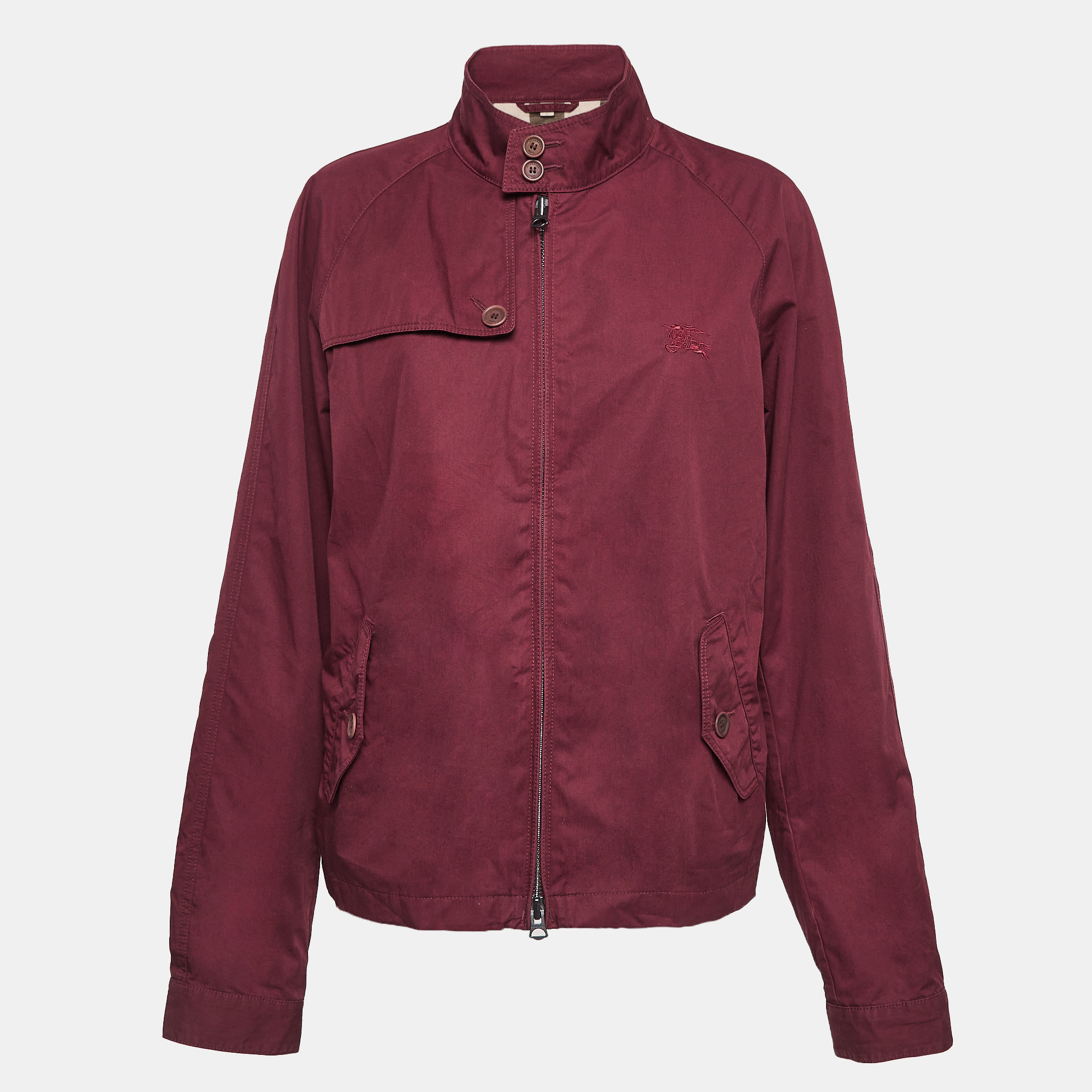 

Burberry Brit Burgundy Cotton Zip Front Jacket L