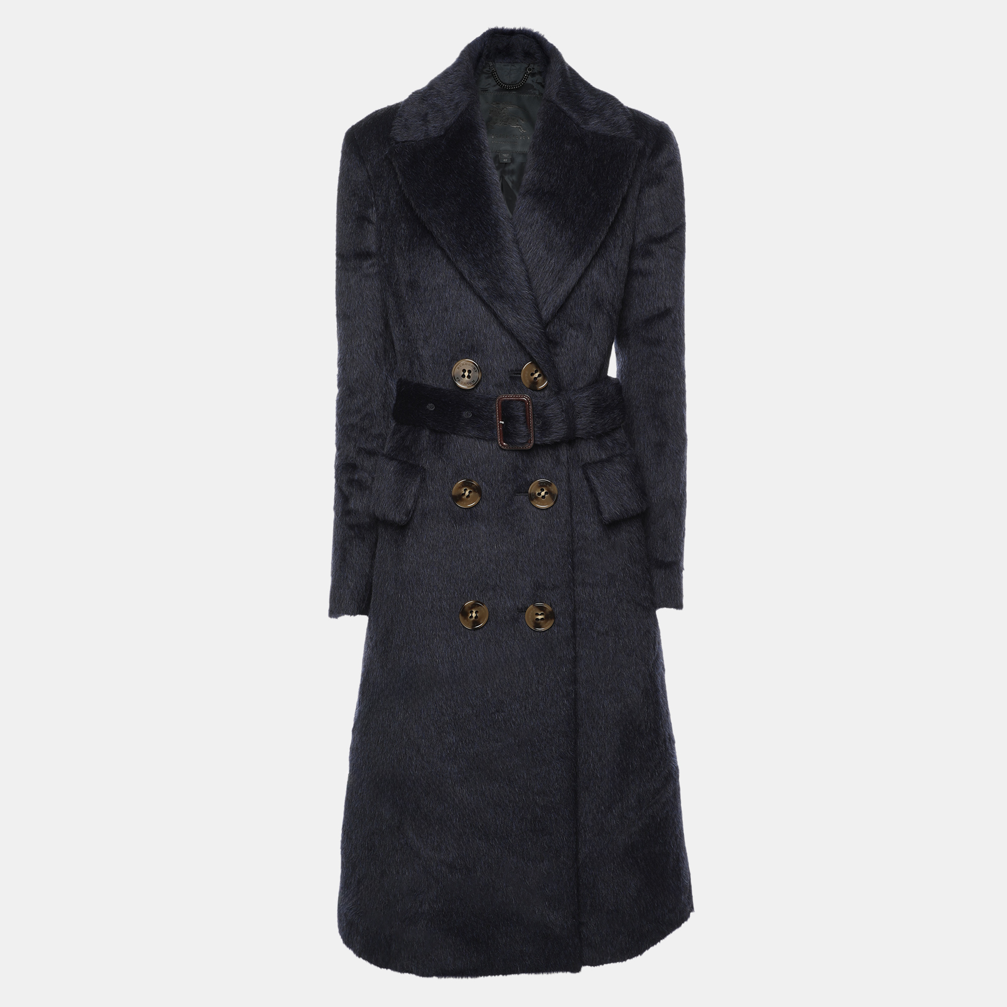 

Burberry Prorsum Navy Blue Alpaca Wool Wait Belt Coat M