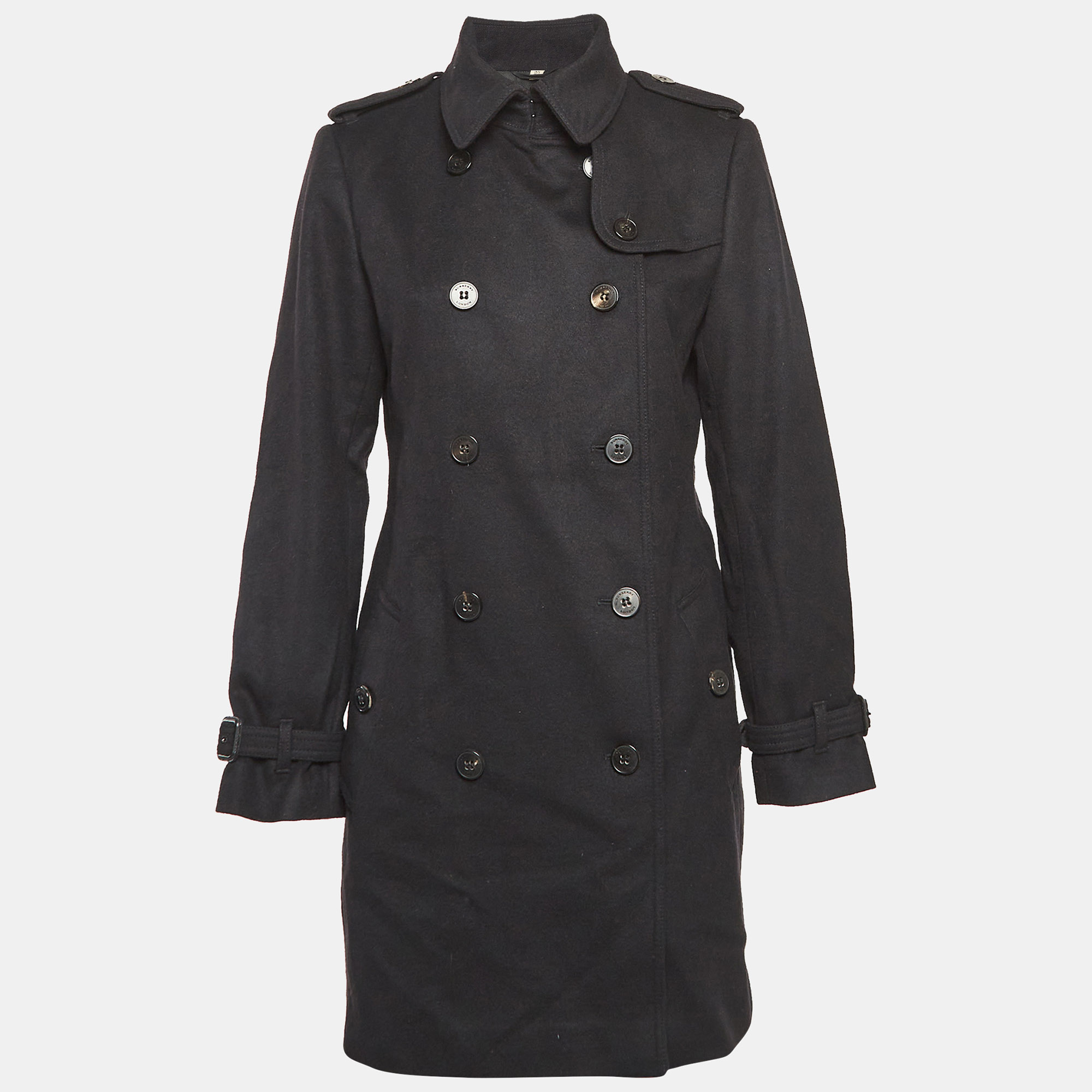 

Burberry Black Wool Mid Length Double Breasted Coat M