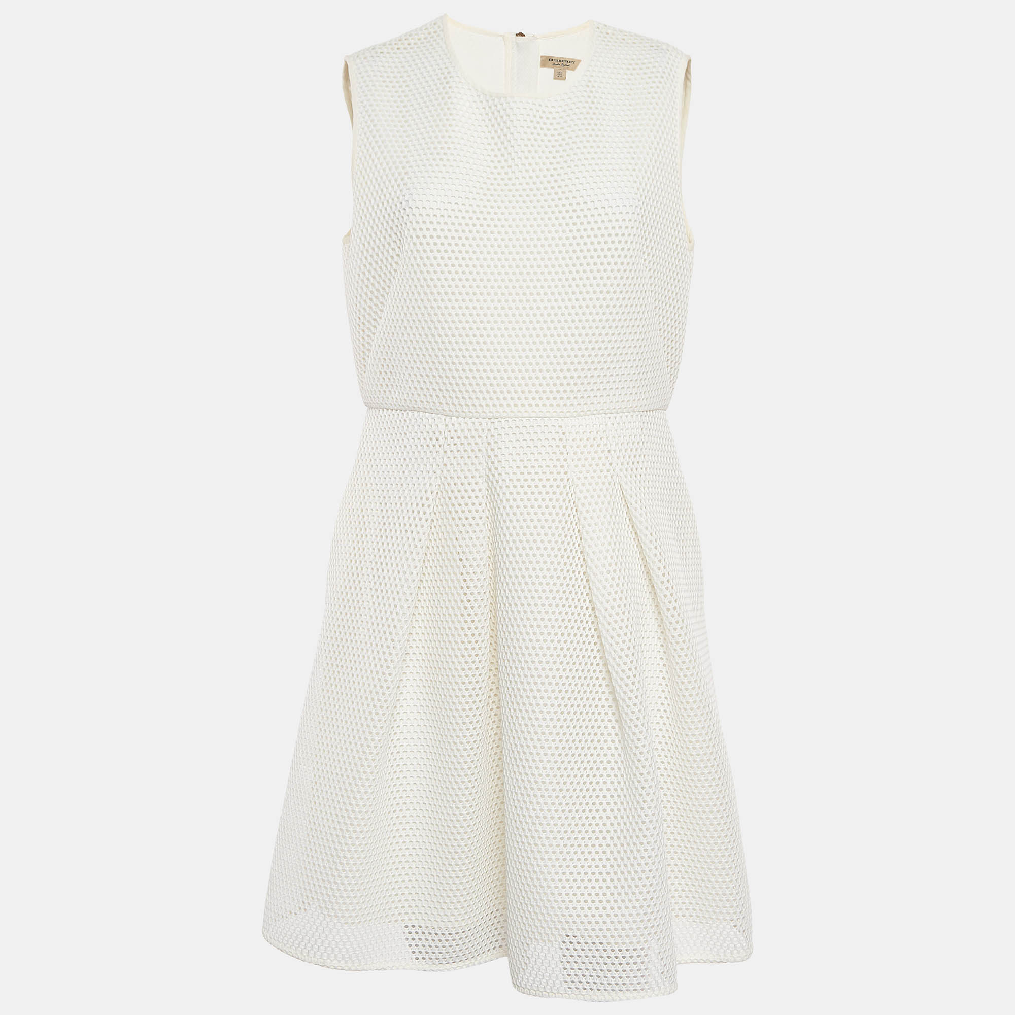 

Burberry White Mesh Flared Sleeveless Short Dress L