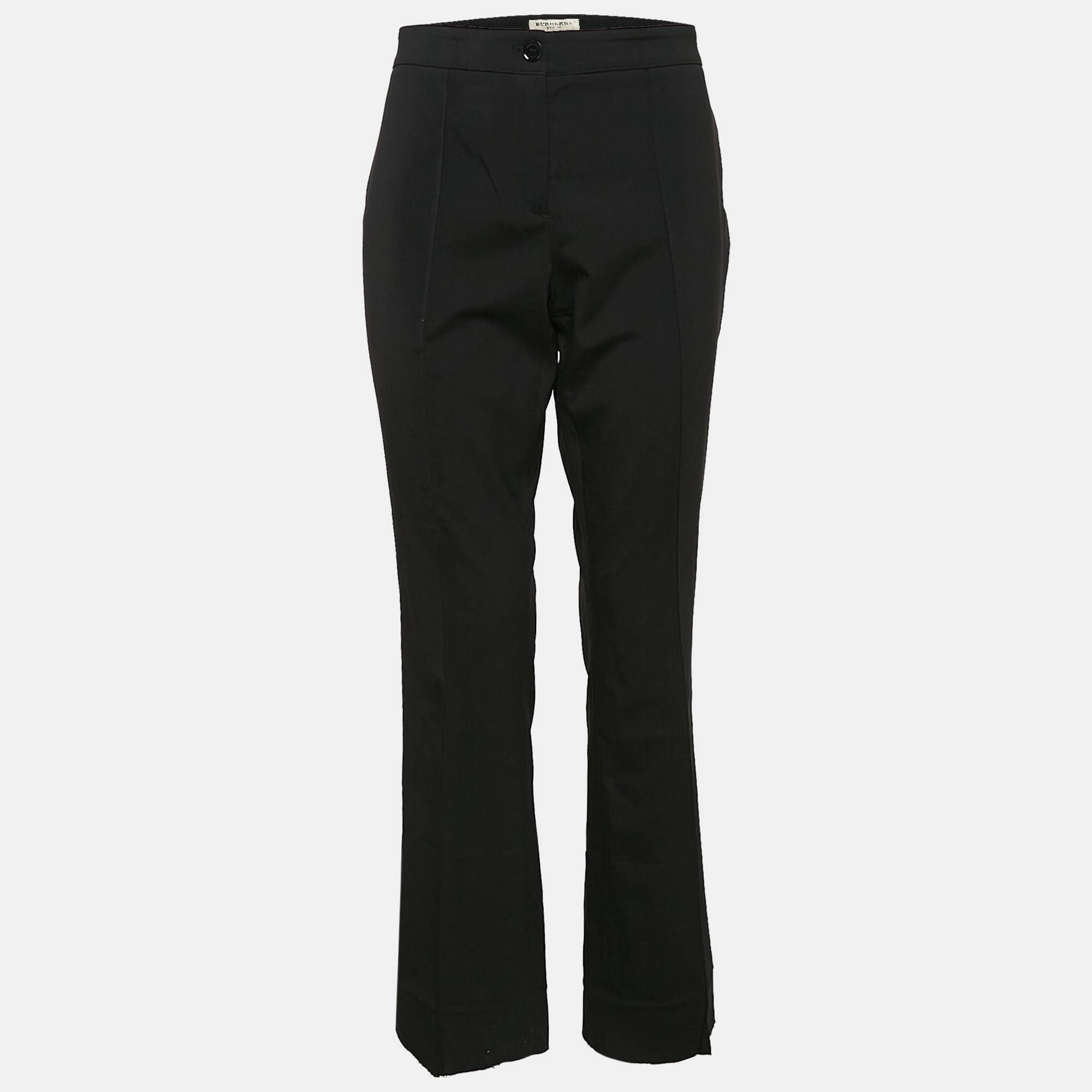 Pre-owned Burberry Black Wool Trousers S