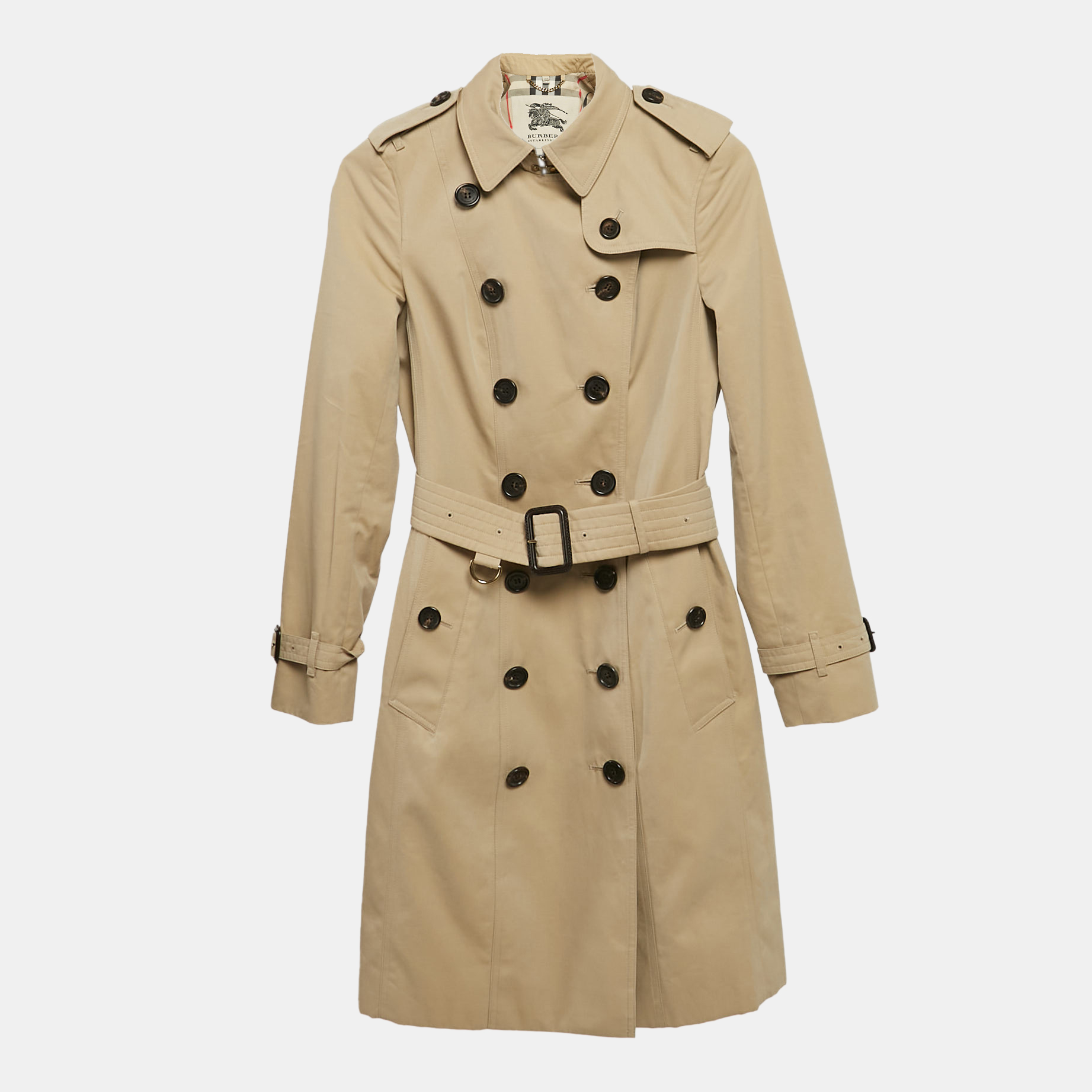 

Burberry Beige Gabardine Cotton Belted Trench Coat XXS