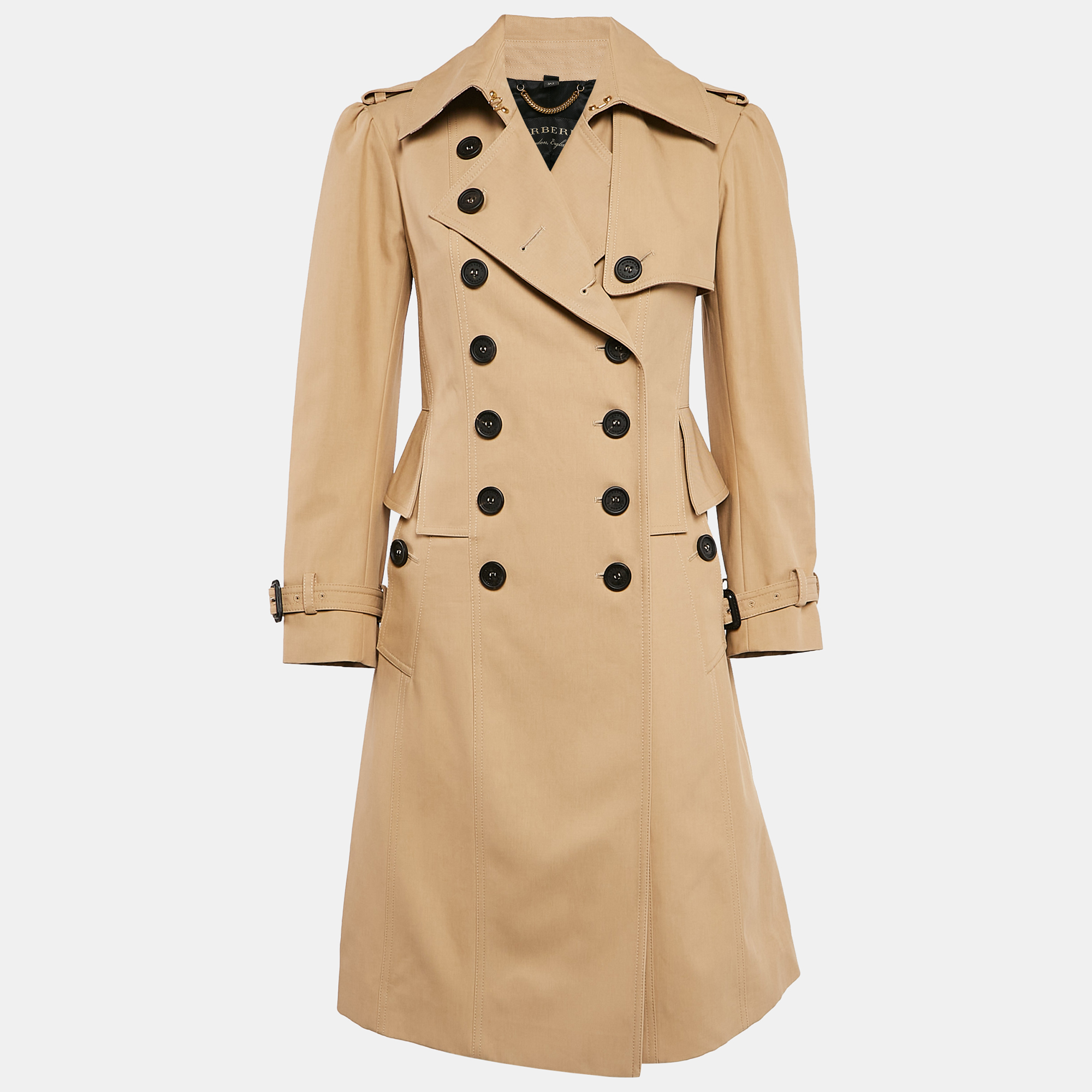 

Burberry Brown Gabardine Double Breasted Coat S