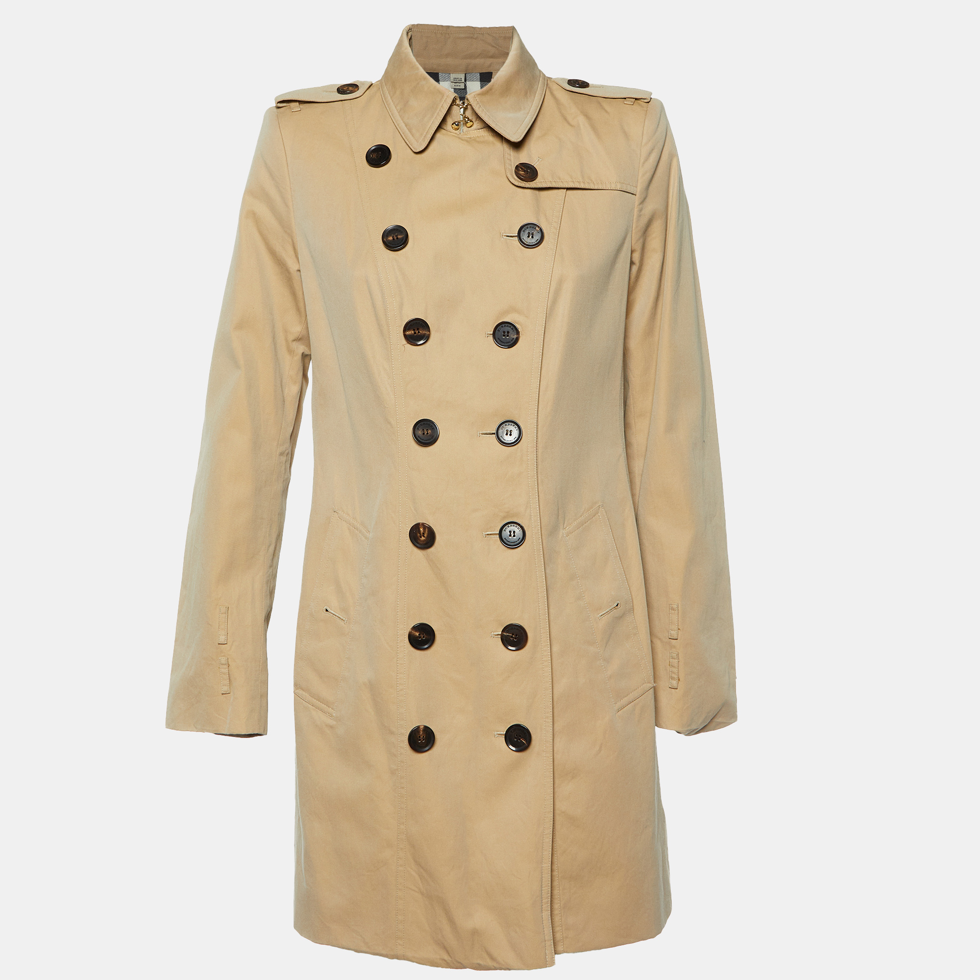 

Burberry Beige Gabardine Cotton Double Breasted Trench Coat M