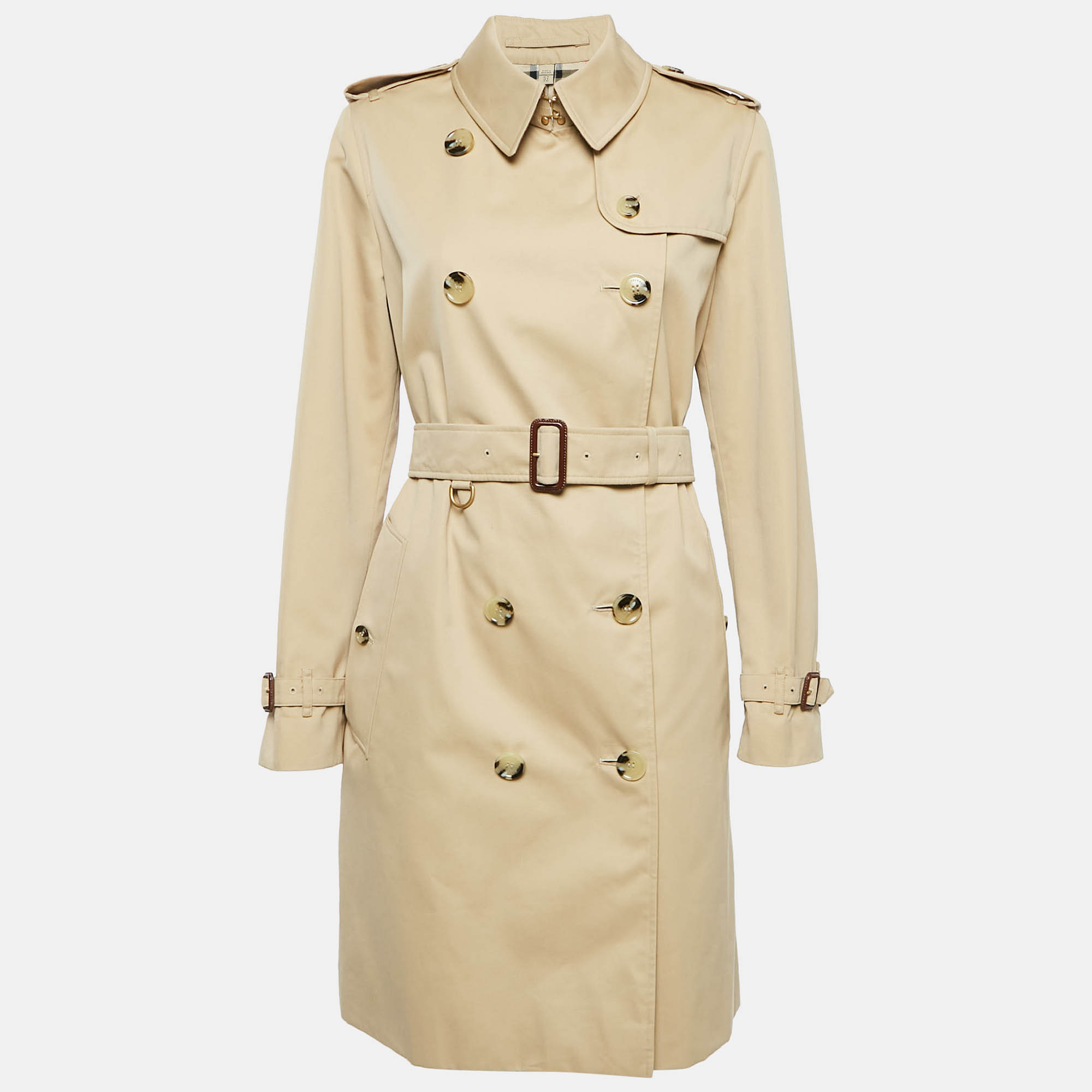 

Burberry Beige Gabardine Cotton Double Breasted Trench Coat M